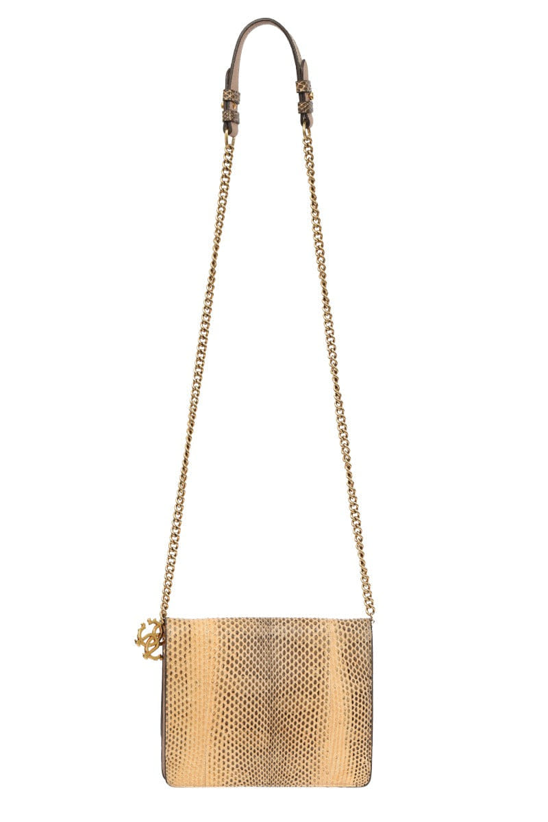 Roberto Cavalli Brown/Beige Snakeskin Crossbody Bag