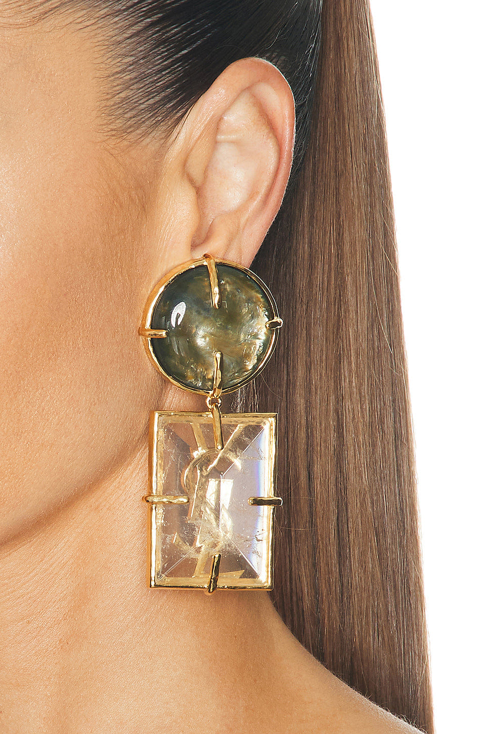 Saint Laurent YSL Oversized Geometric Earrings