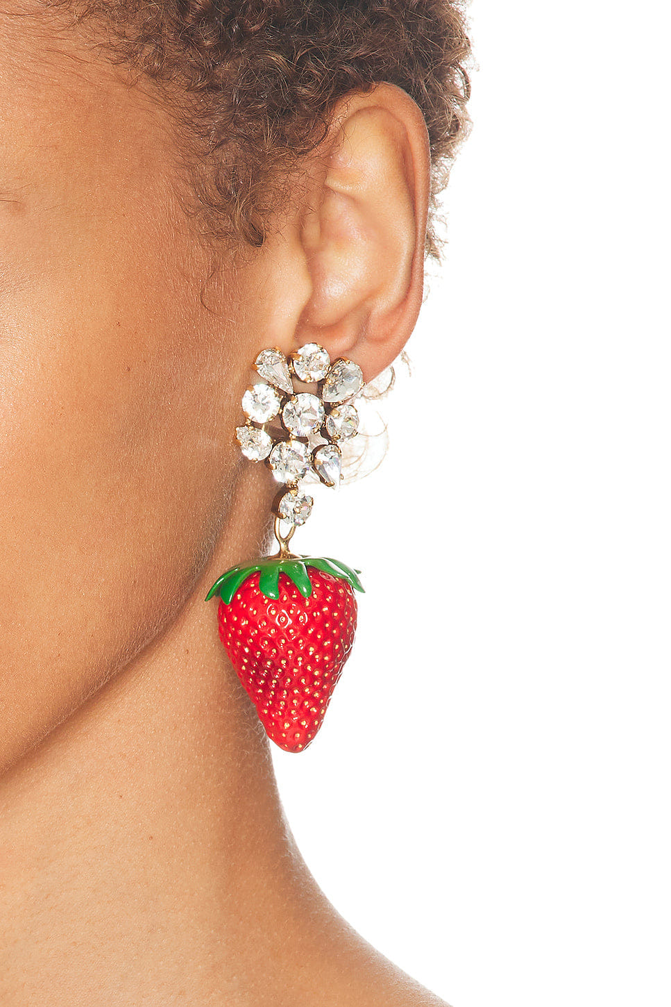Saint Laurent Bo Fraise Avec Stras Earrings