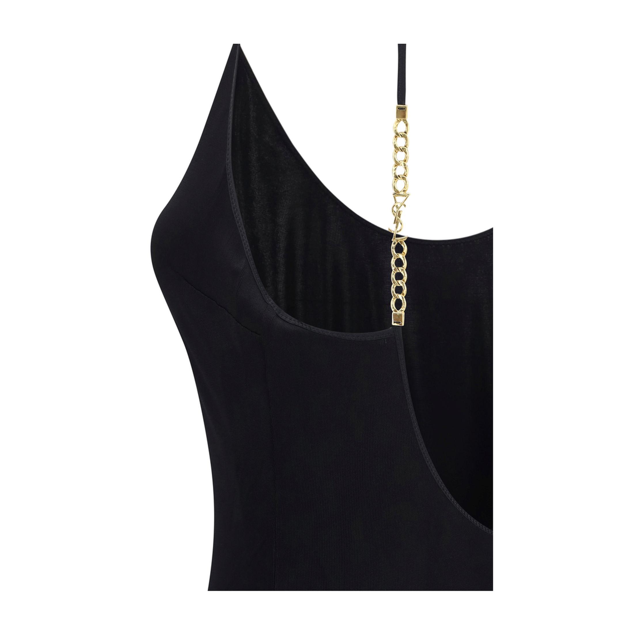 Saint Laurent Backless Knit Dress With Cassandre Chain