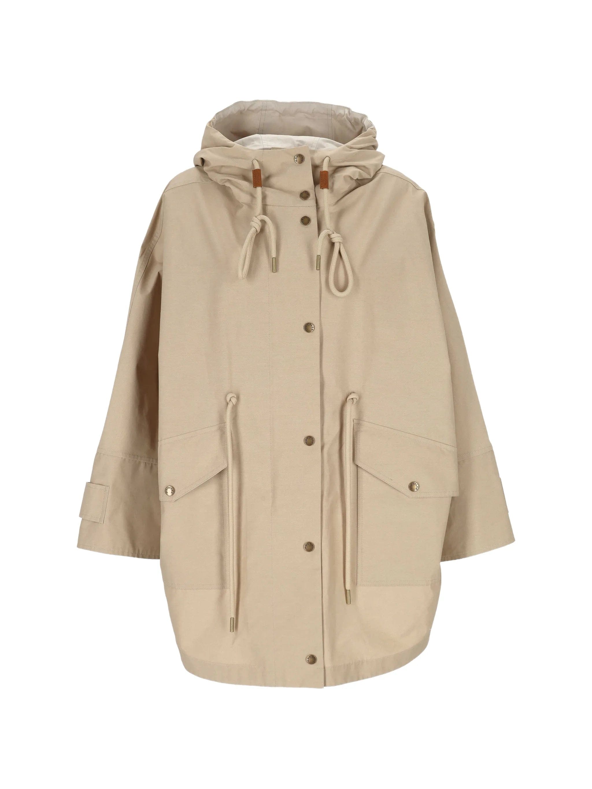 Moncler buttoned hooded drawstring coat