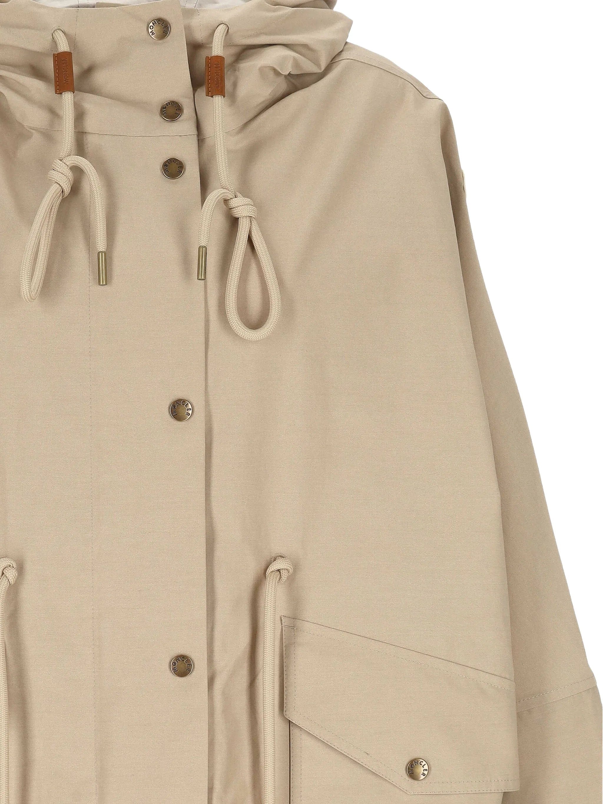 Moncler buttoned hooded drawstring coat