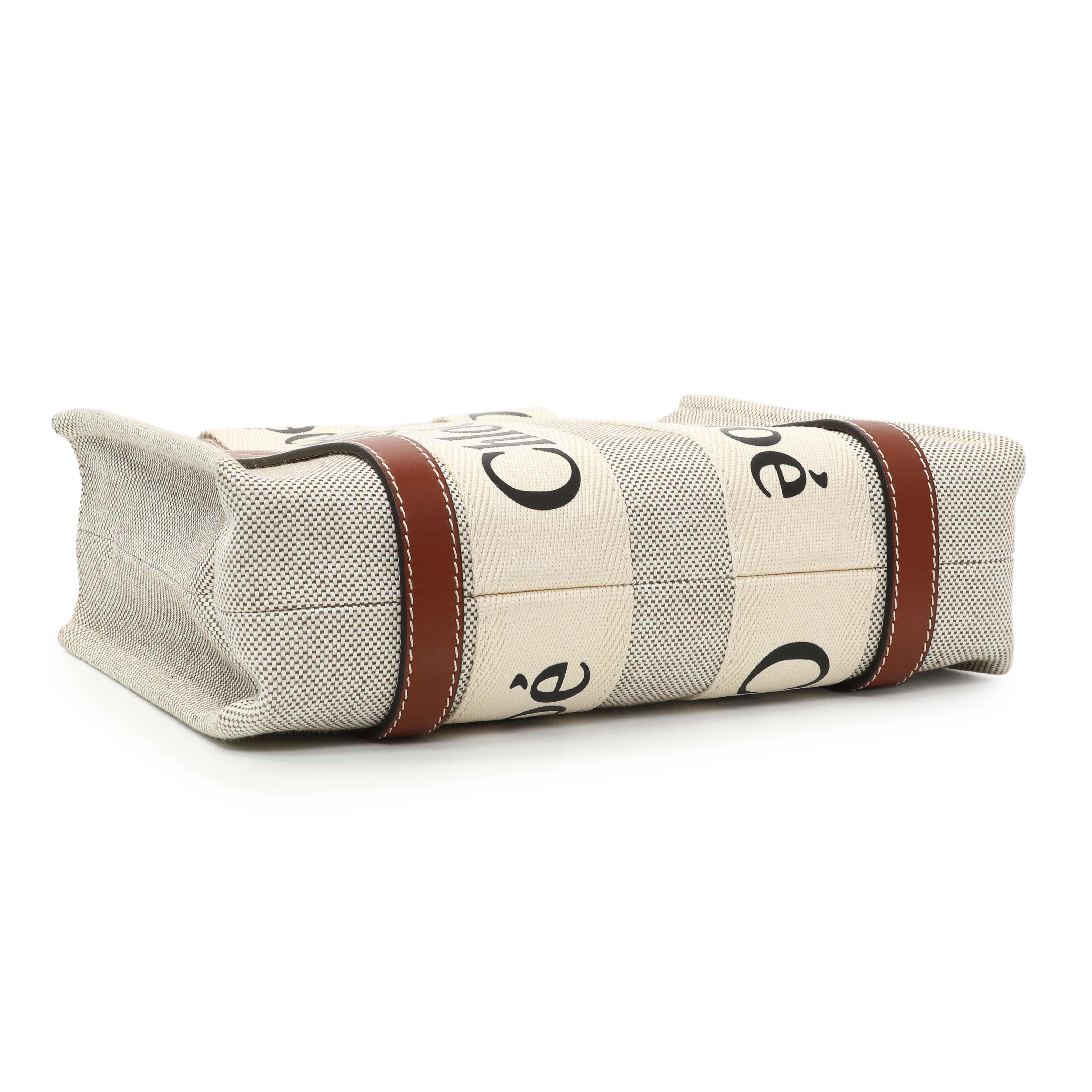 Chloe Linen Calfskin Small Woody Ribbon Tote