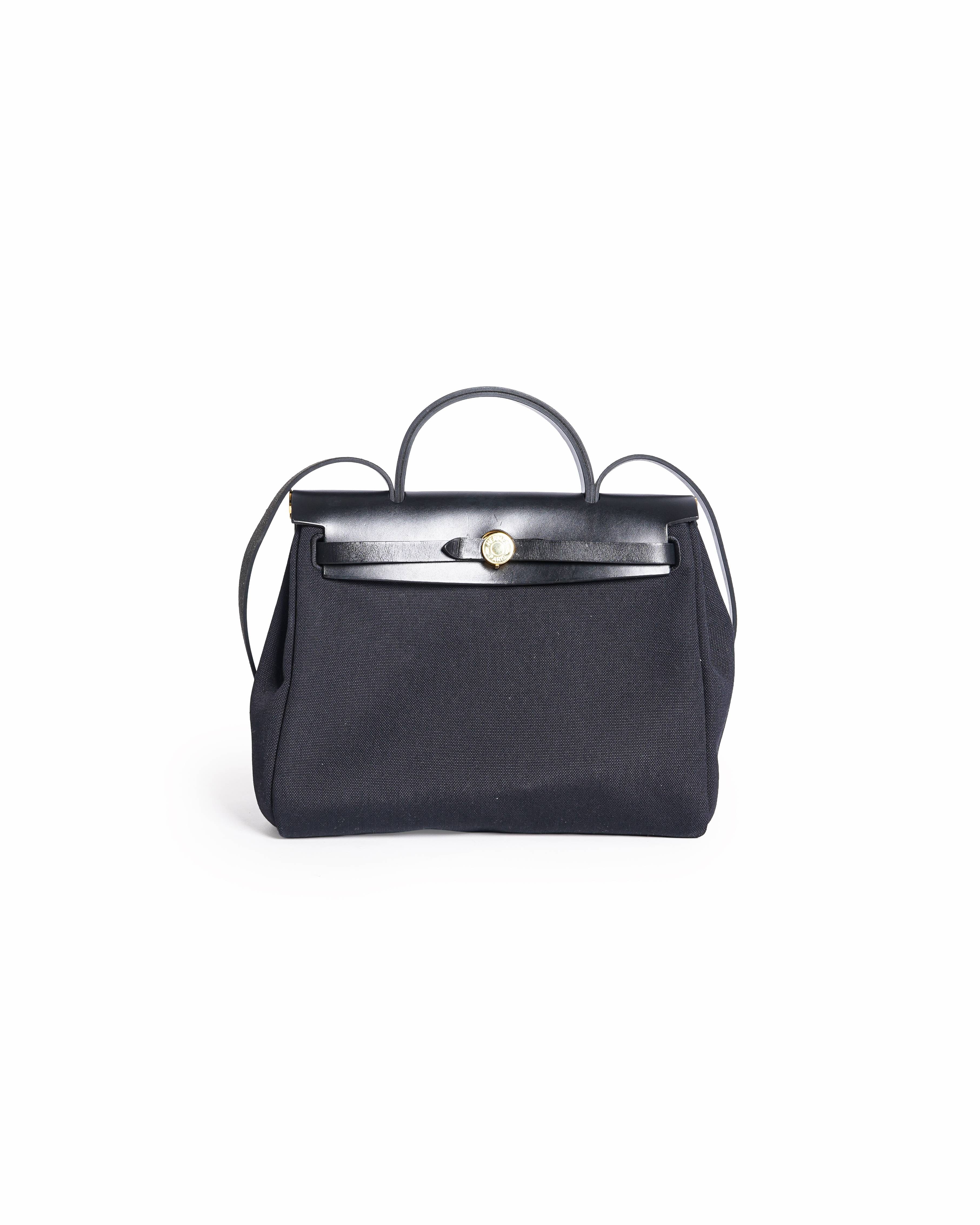 Hermès Herbag Zip in Military Canvas and Vache Hunter Cowhide
