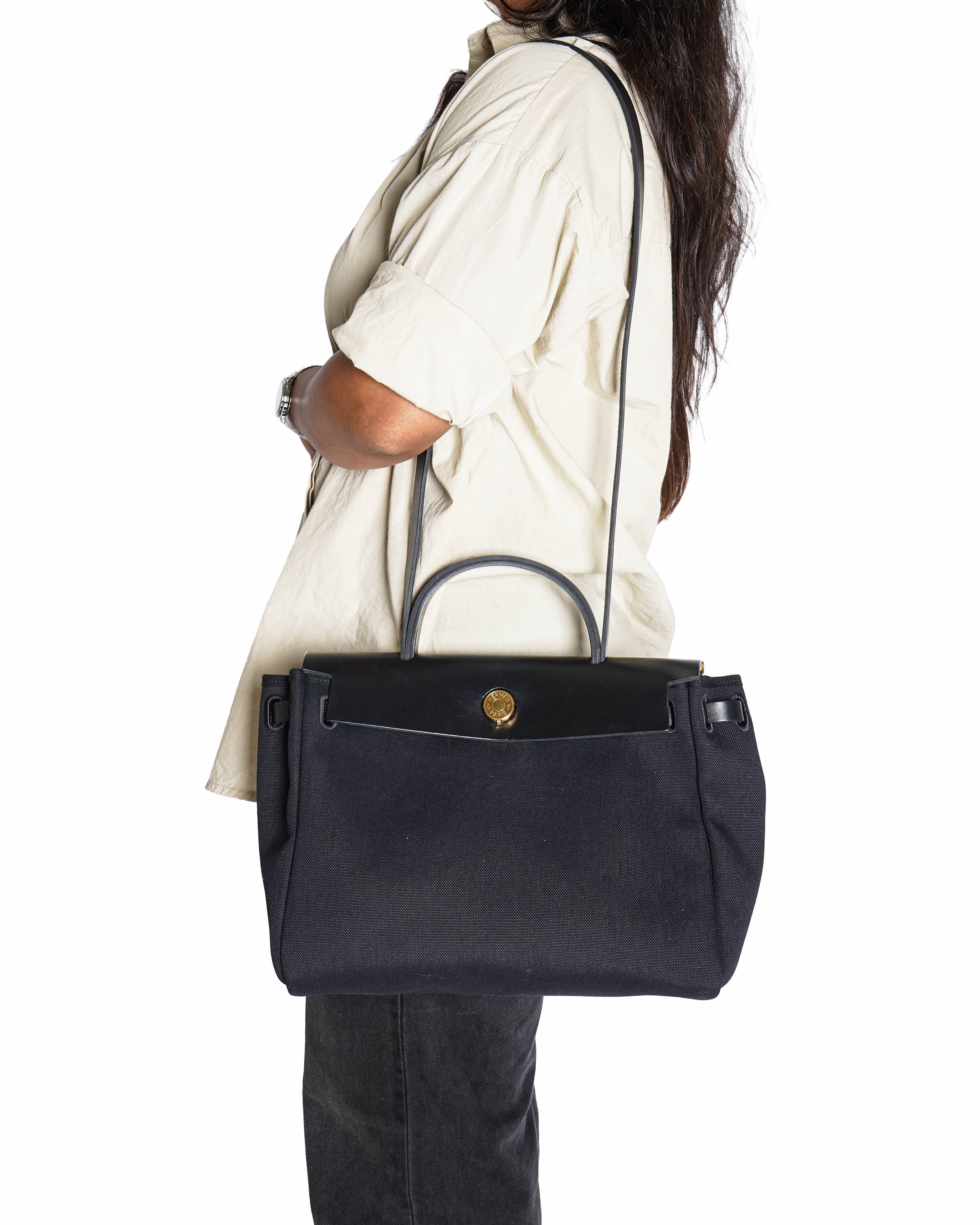 Hermès Herbag Zip in Military Canvas and Vache Hunter Cowhide