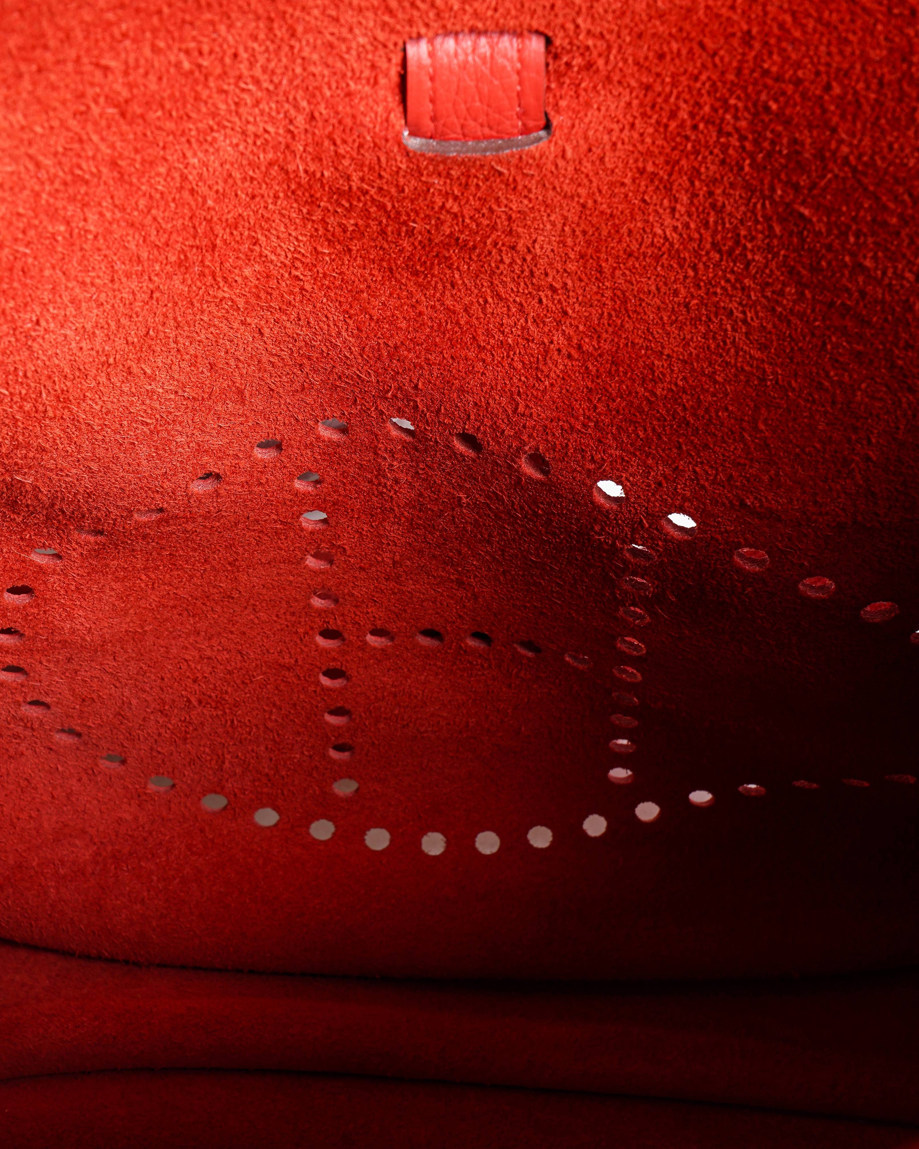 Hermès Red Taurillon Clemence Evelyne III PM Bag