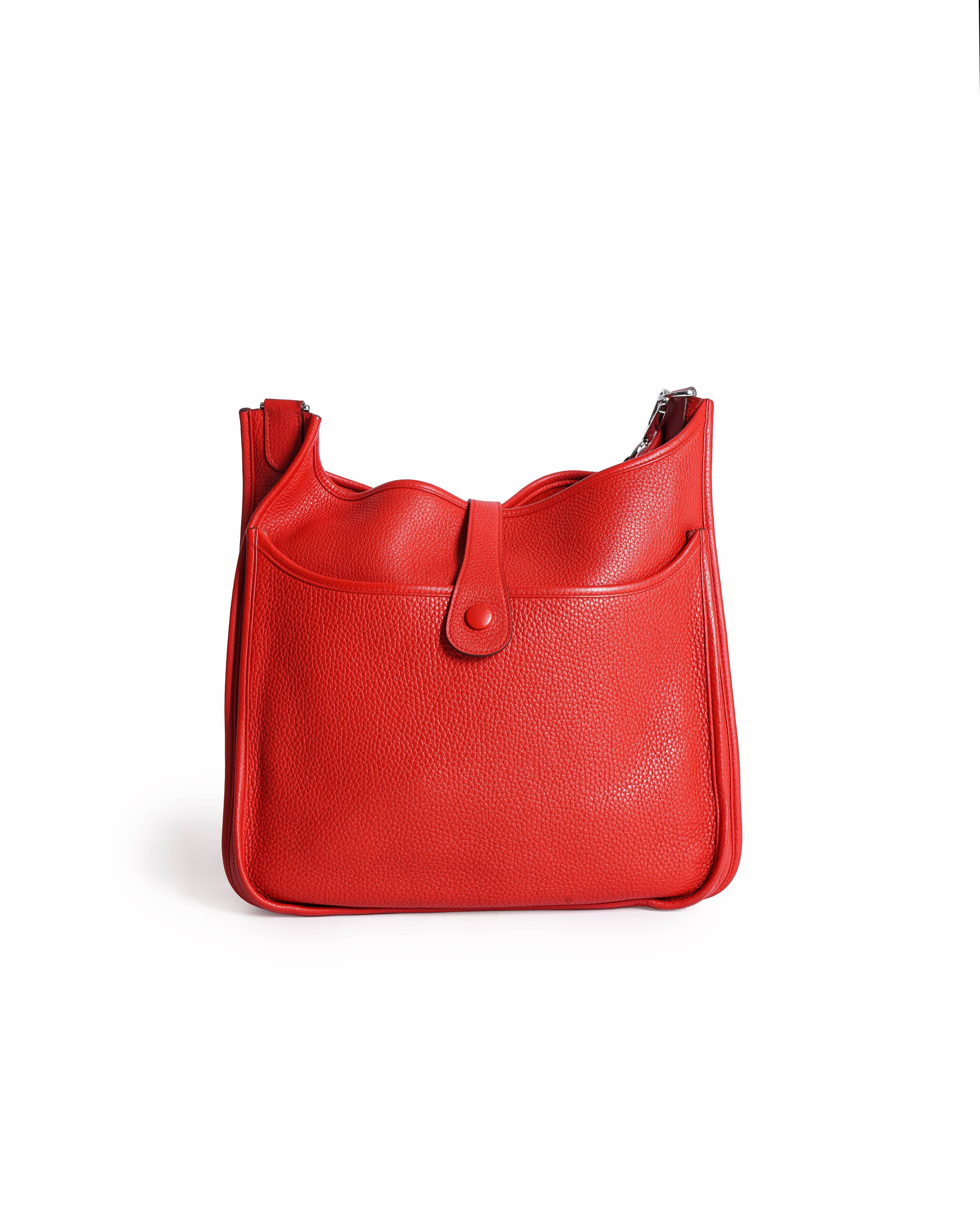 Hermès Red Taurillon Clemence Evelyne III PM Bag