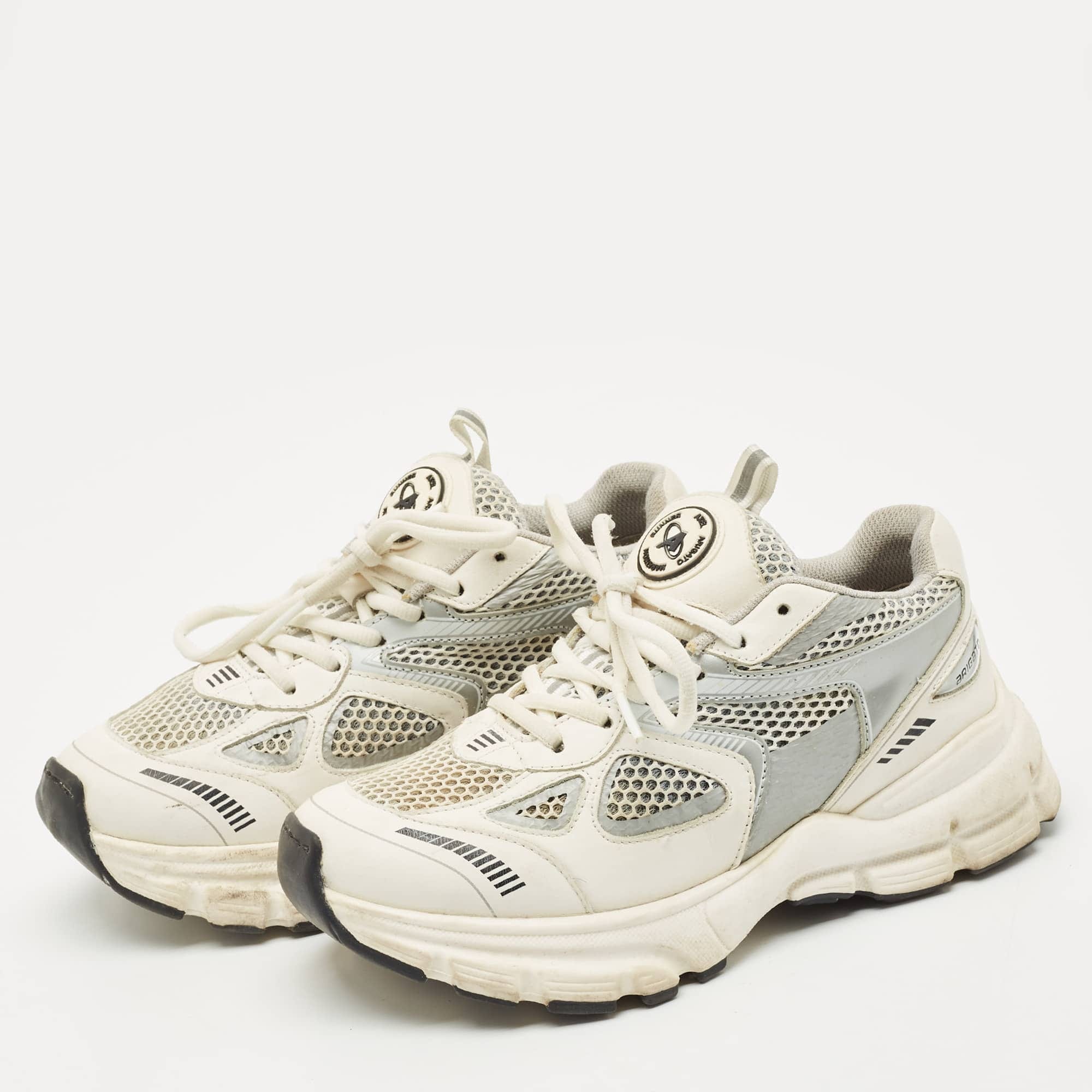 Axel Arigato White/black Leather And Mesh Marathon Runner Sneakers