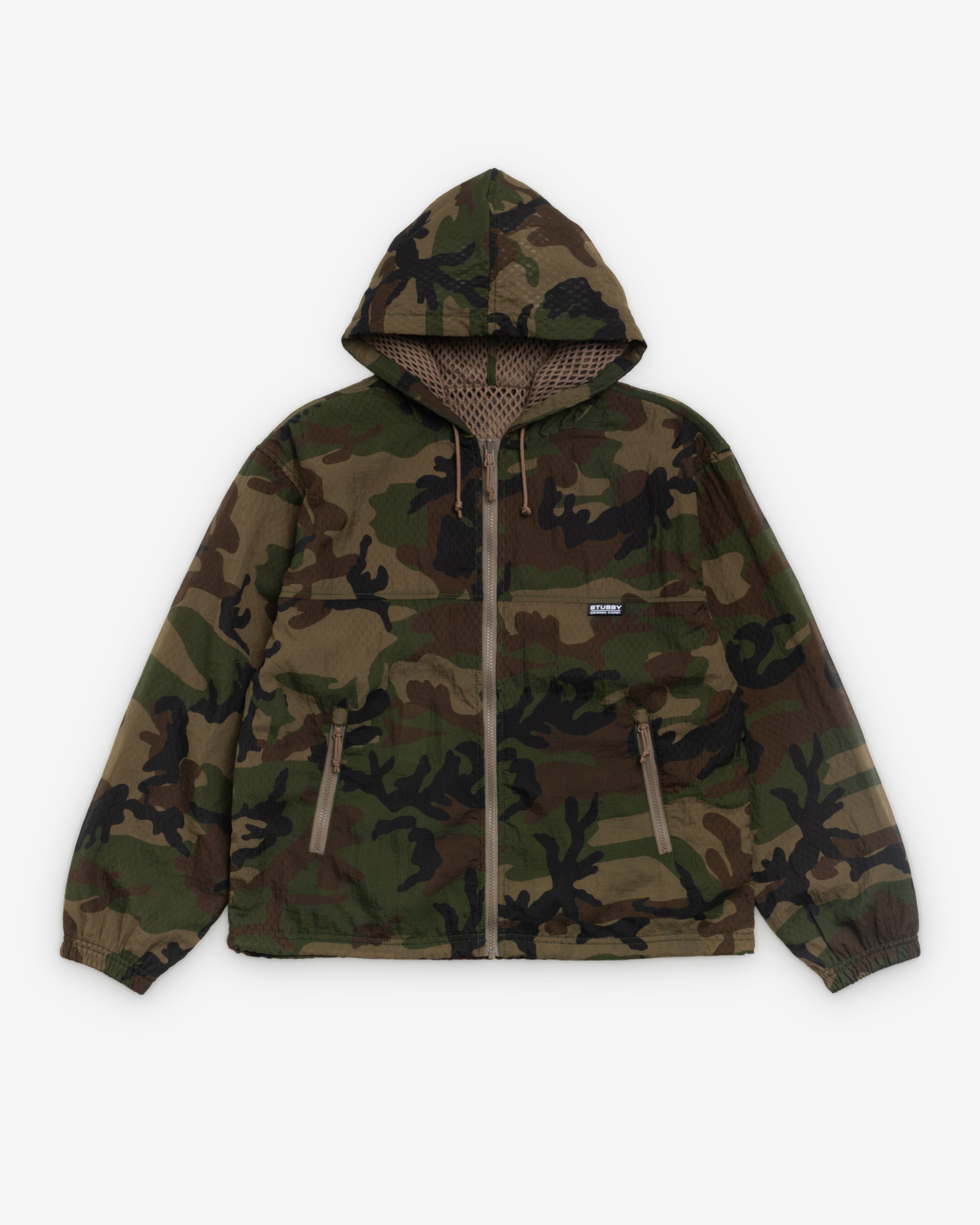 Stüssy - Men's Layered Mesh Hooded Jacket - (Woodland Camo)