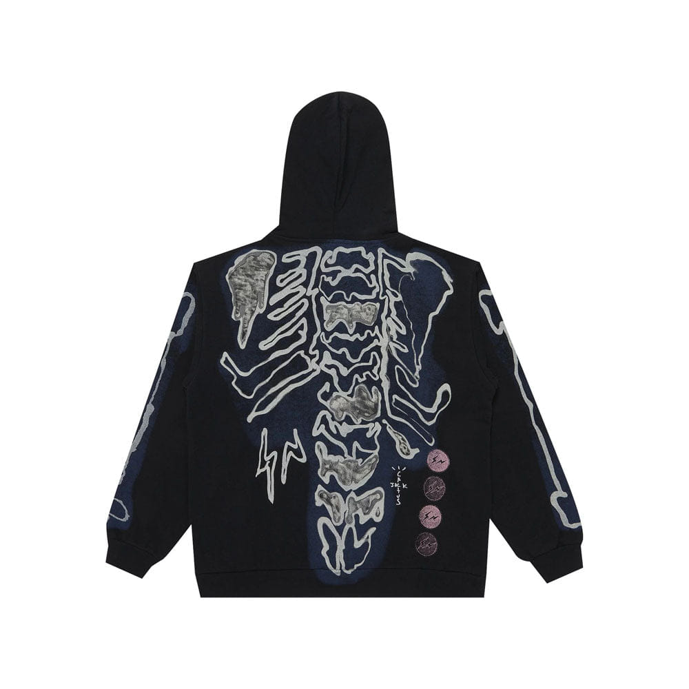 TRAVIS SCOTT CJ FOR FRAGMENT SKELETON GRAFFITI FULL ZIP HOODIE BLACK