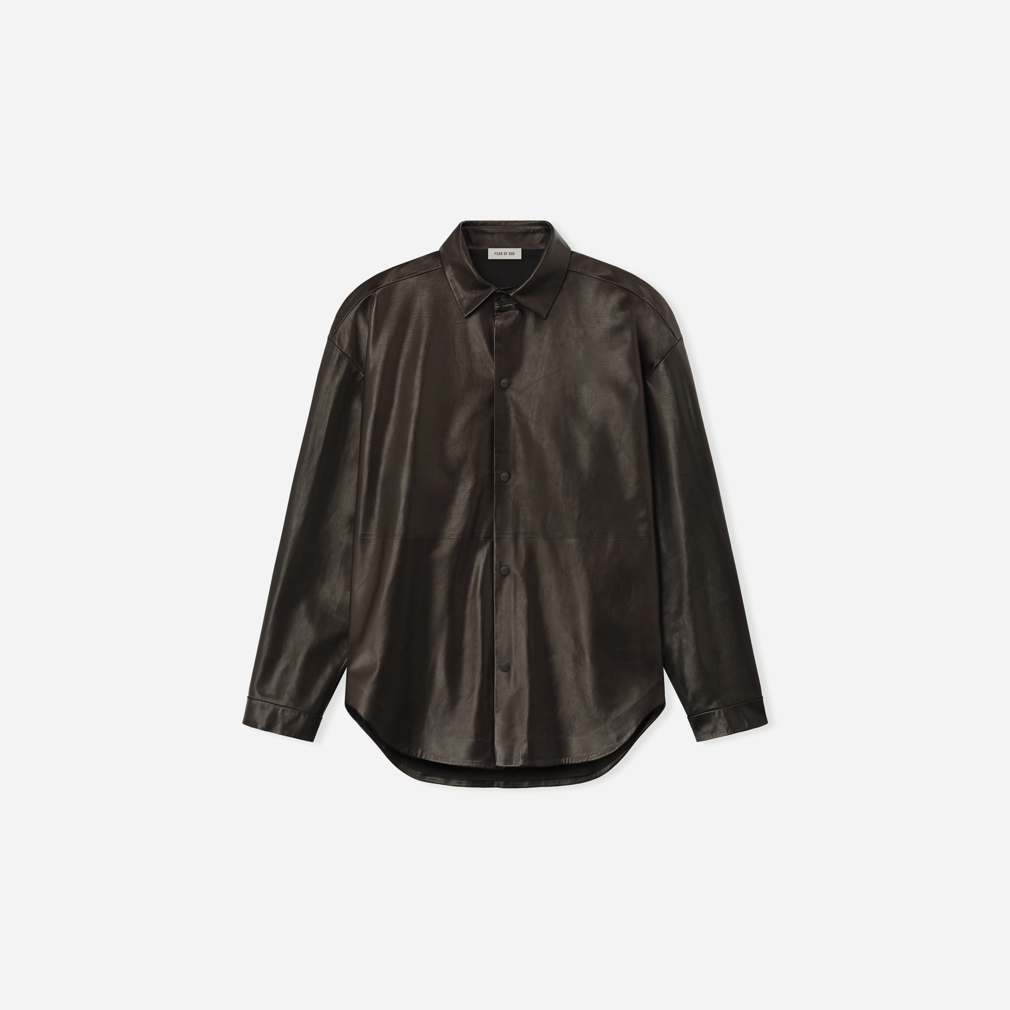 Fear of God Leather Relaxed Shirt Dark Brown