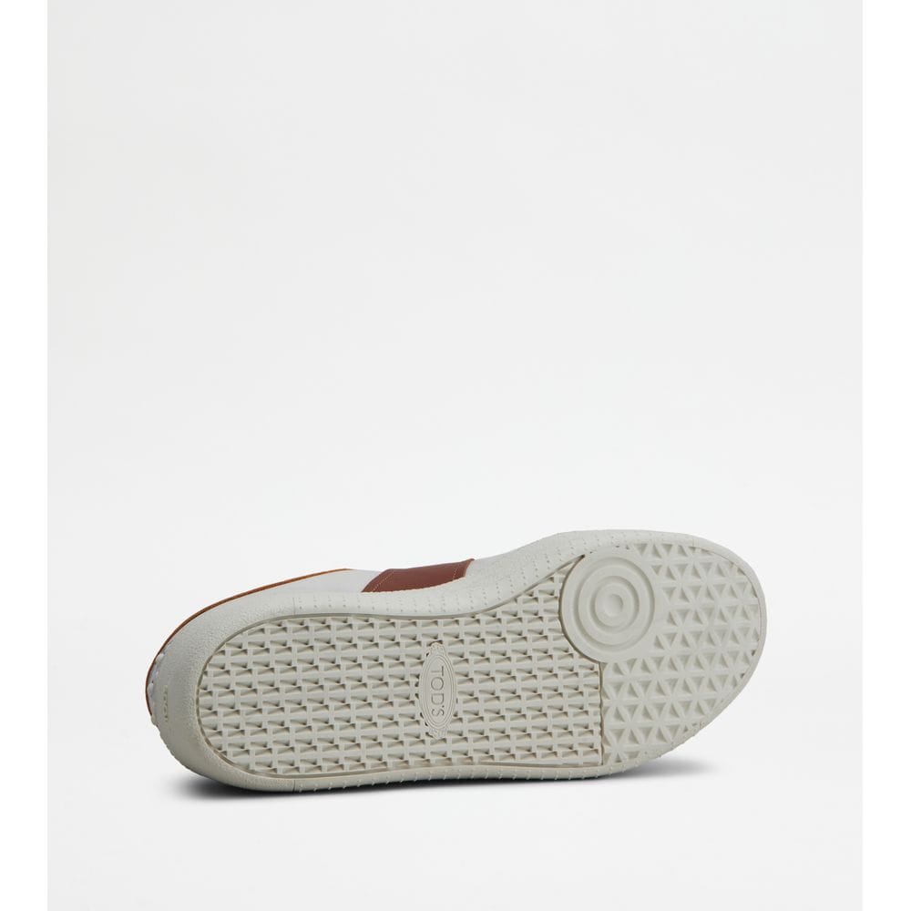 Tod's Tods Platform Sneakers In Leather Off White Orange Brown Womens