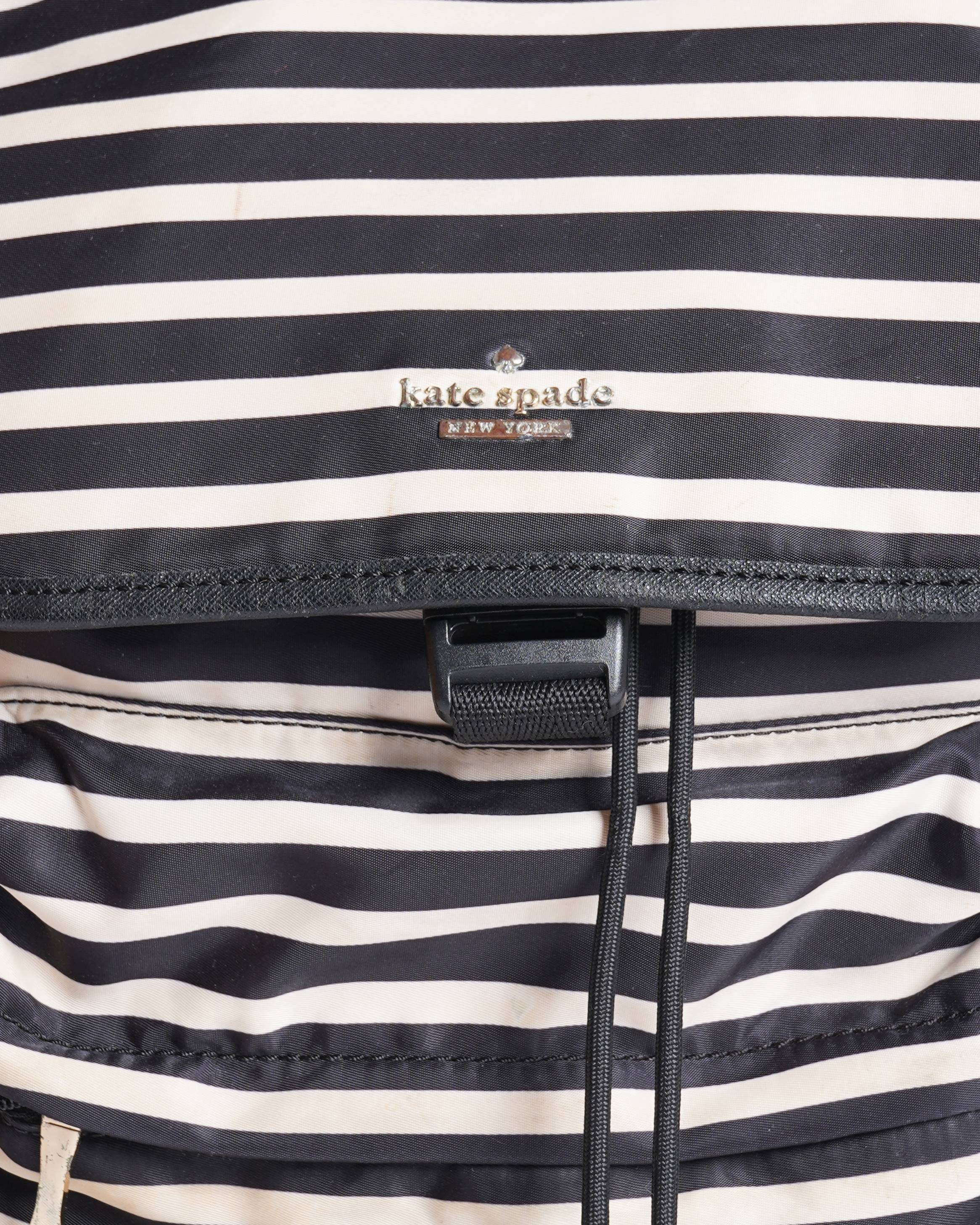 Kate Spade black and white stripe molly backpack