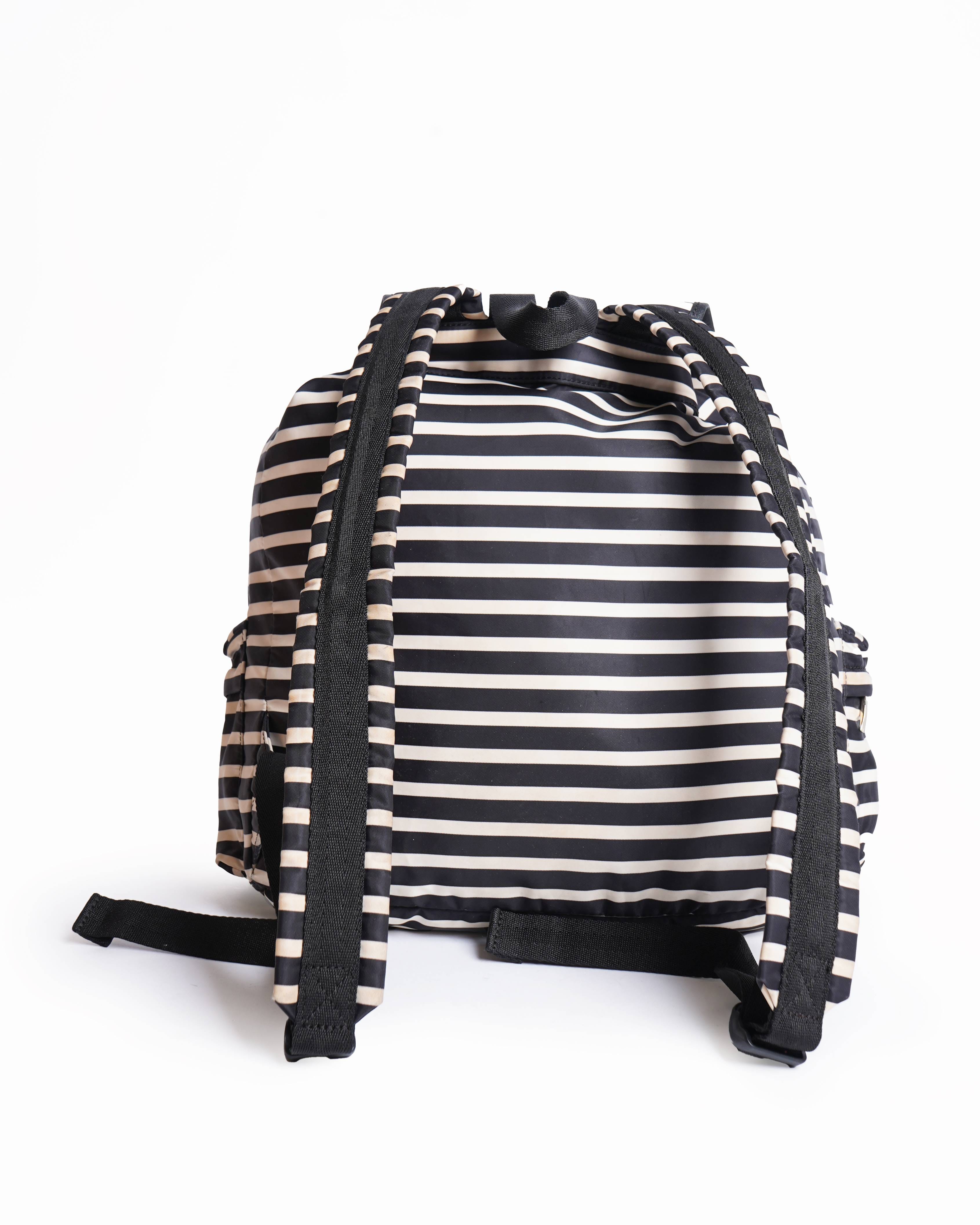 Kate Spade black and white stripe molly backpack