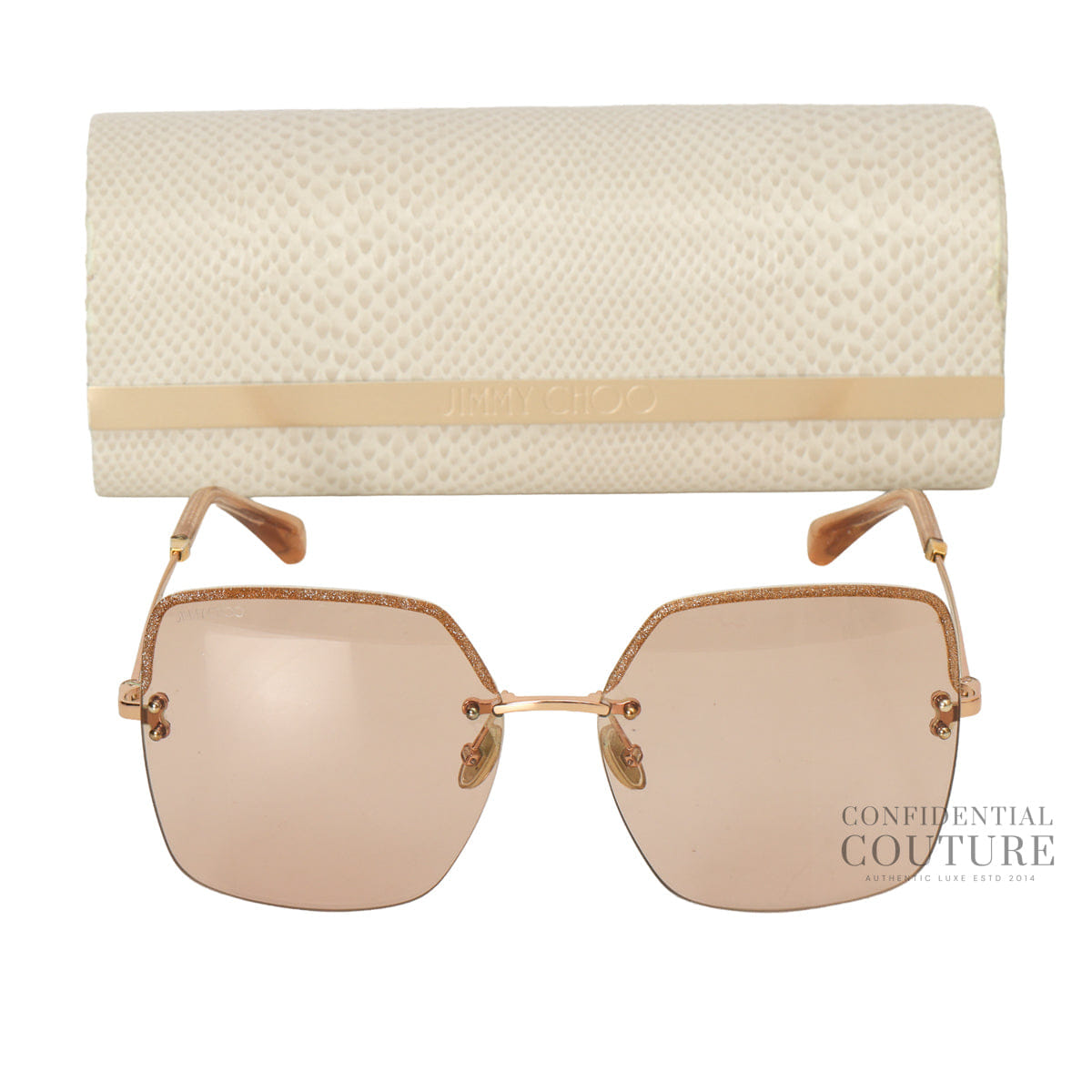 Jimmy Choo TAVI/S Pink Tone Rimless Sunglasses