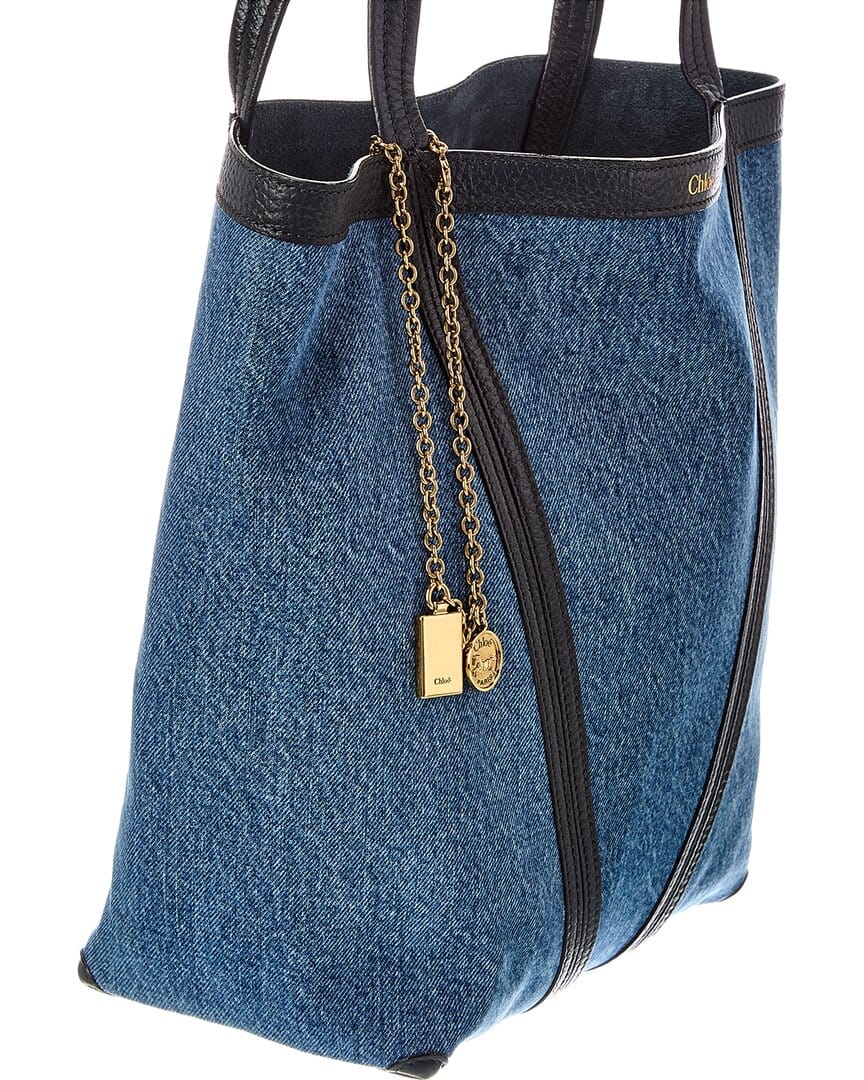 Chloé Spin Denim & Leather Tote