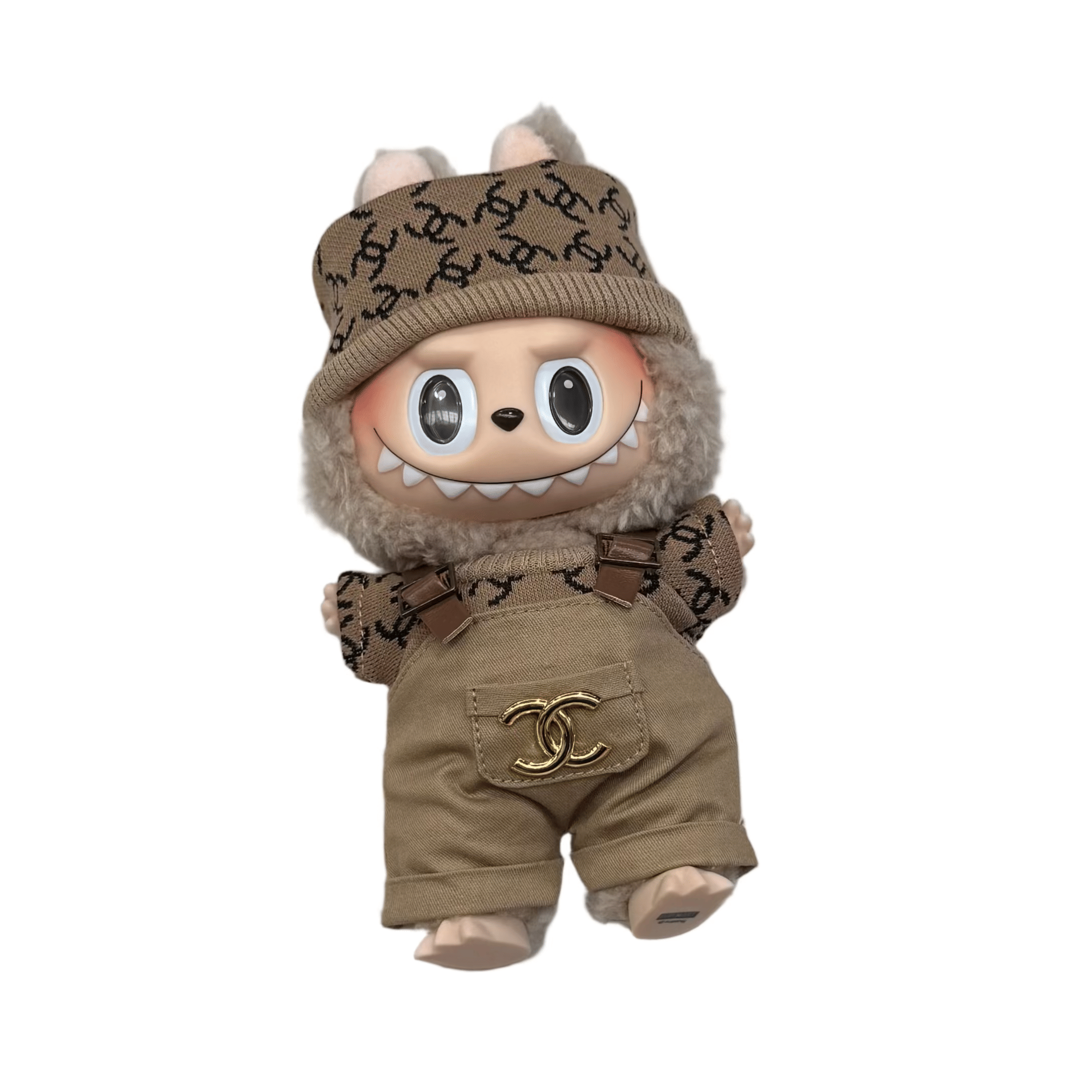 Pop Mart Labubu - Chanel Overall's Inspired Outfit Beige