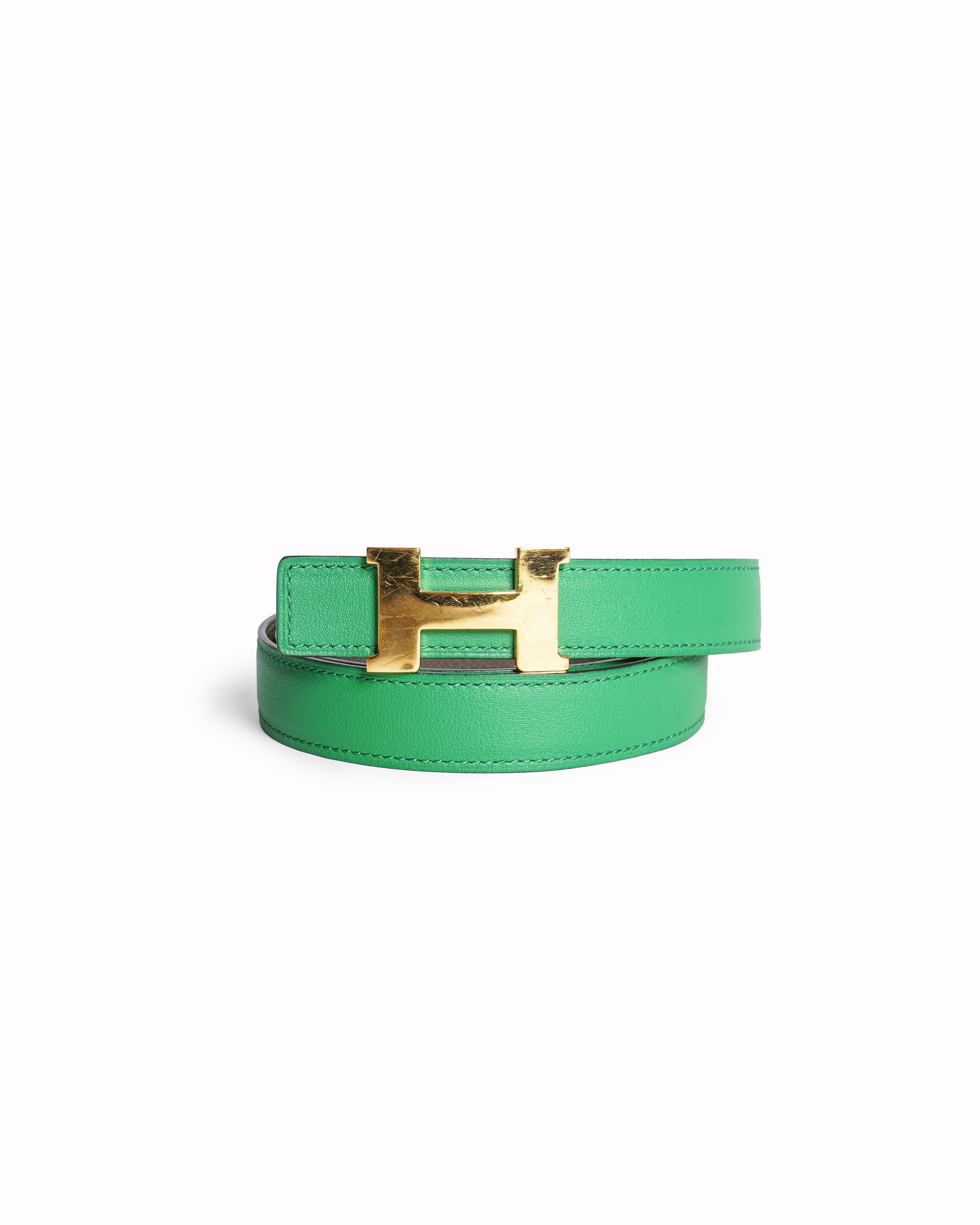 Hermès Kelly Green H Reversible Leather Belt