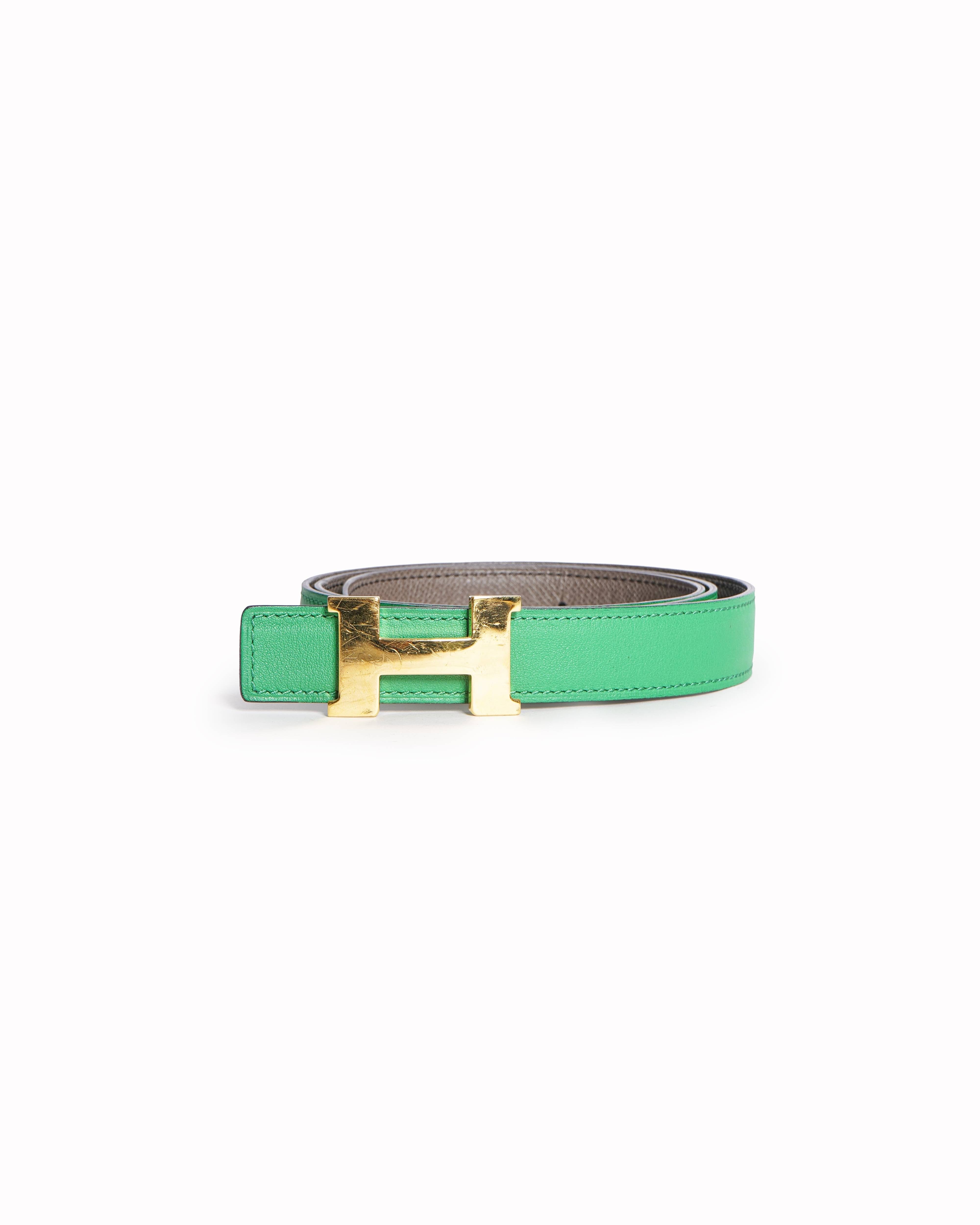 Hermès Kelly Green H Reversible Leather Belt