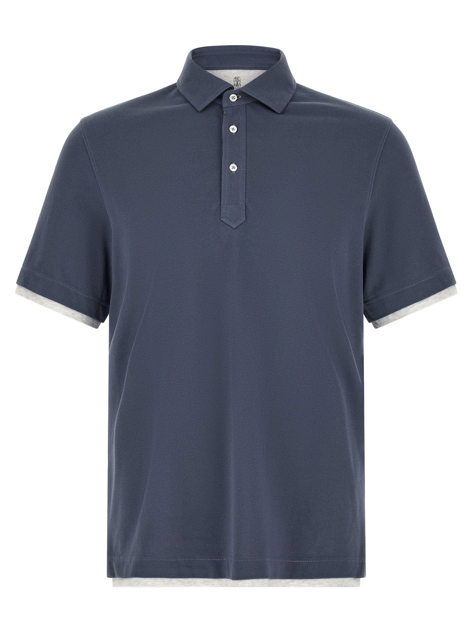 Brunello Cucinelli Double Layer Piquet Polo Polo Shirt — Navy