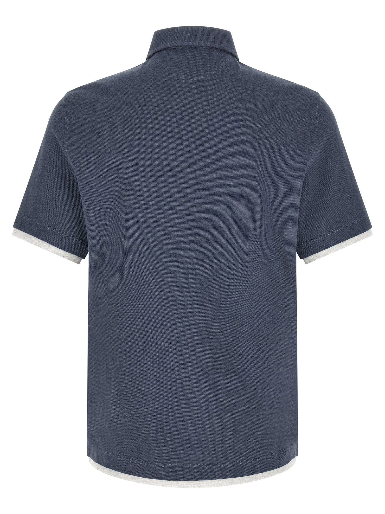 Brunello Cucinelli Double Layer Piquet Polo Polo Shirt — Navy