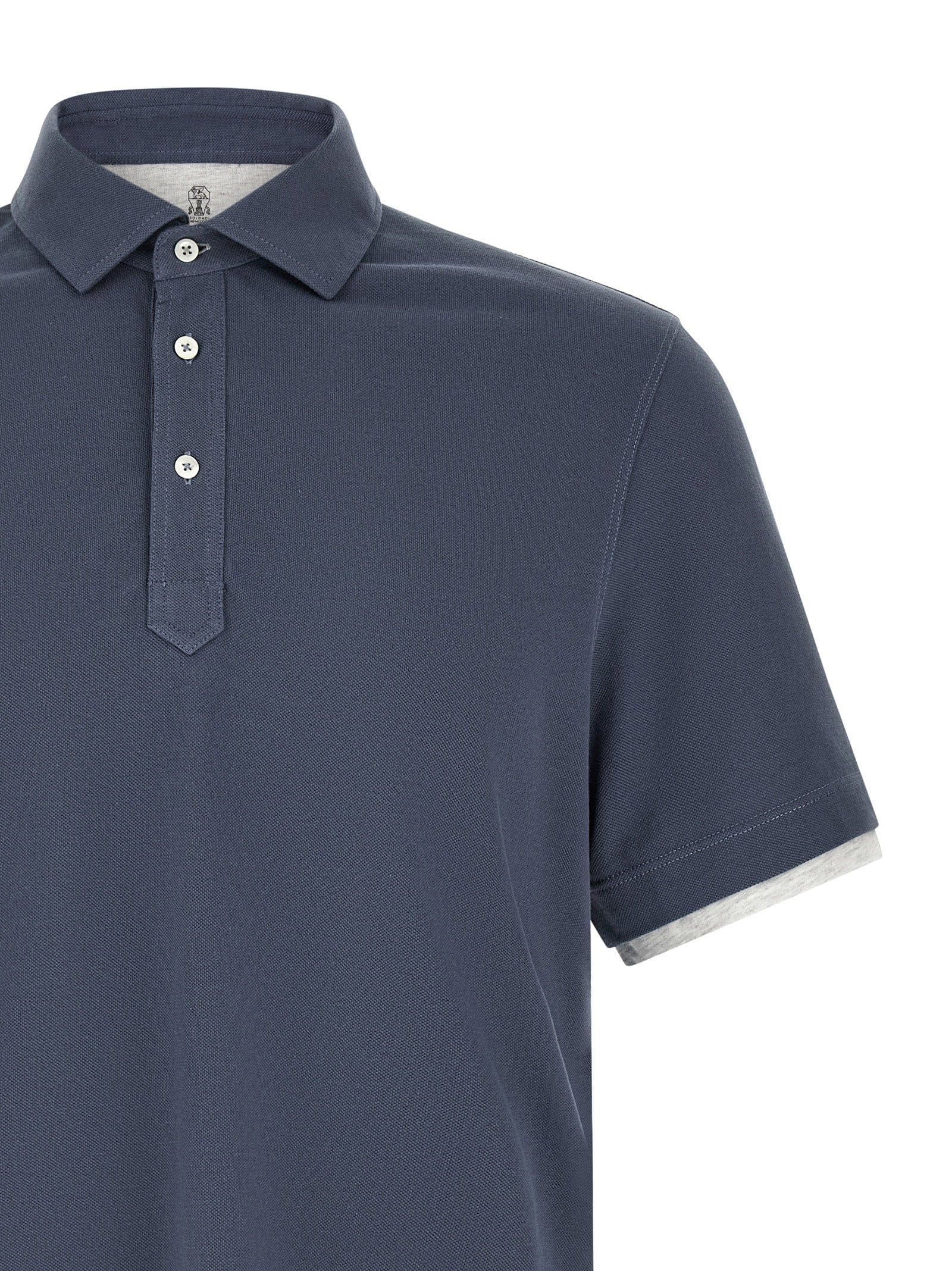Brunello Cucinelli Double Layer Piquet Polo Polo Shirt — Navy