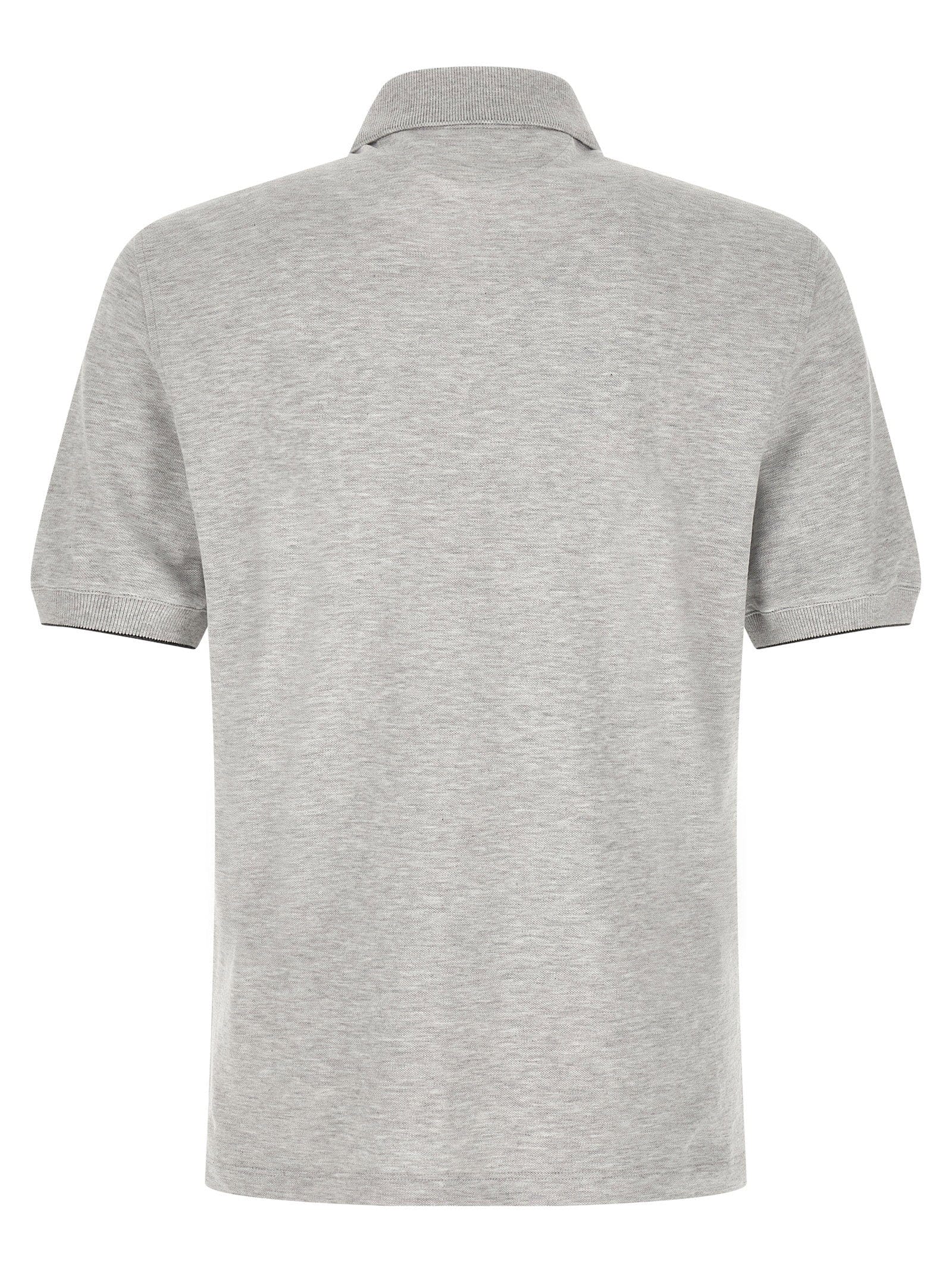 Brunello Cucinelli Logo Piqué Polo Shirt — Gray