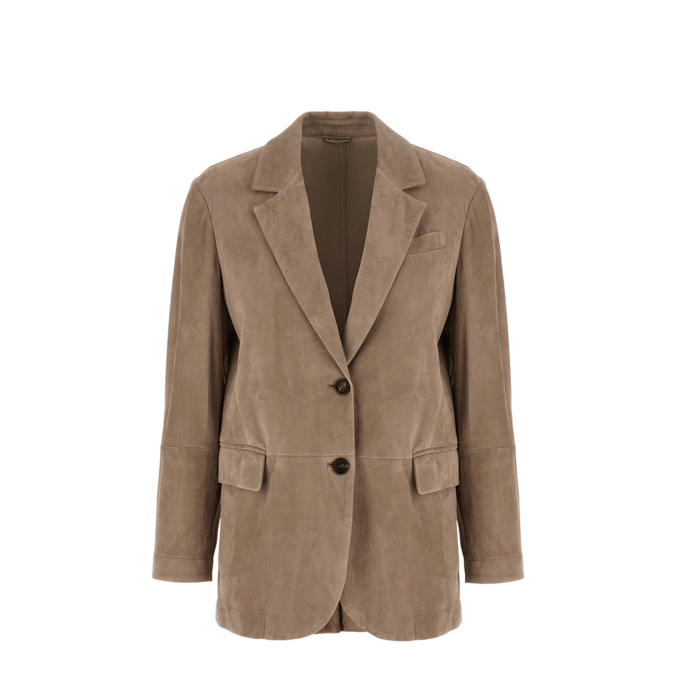Brunello Cucinelli Suede Single - Breasted Blazer Brown