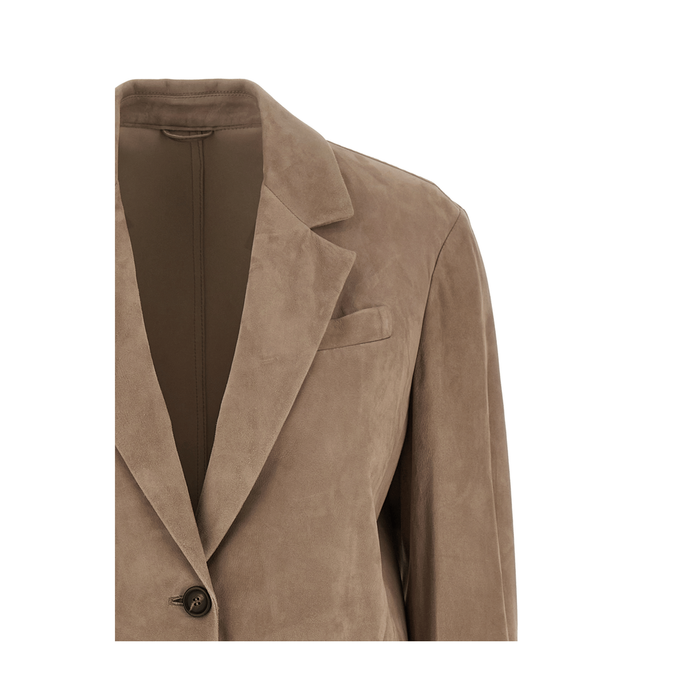 Brunello Cucinelli Suede Single - Breasted Blazer Brown