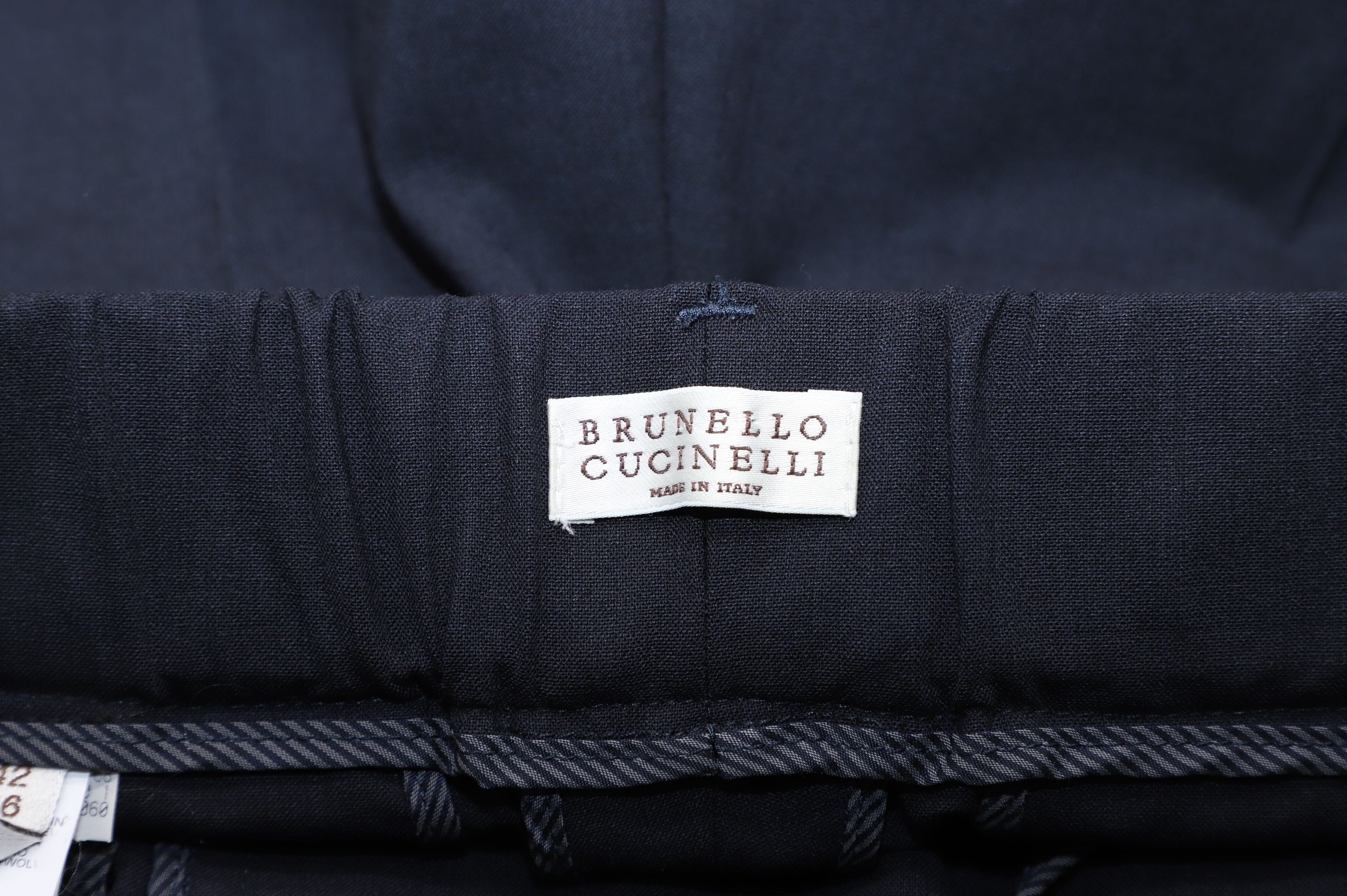 Brunello Cucinelli Trousers in Navy Blue Wool