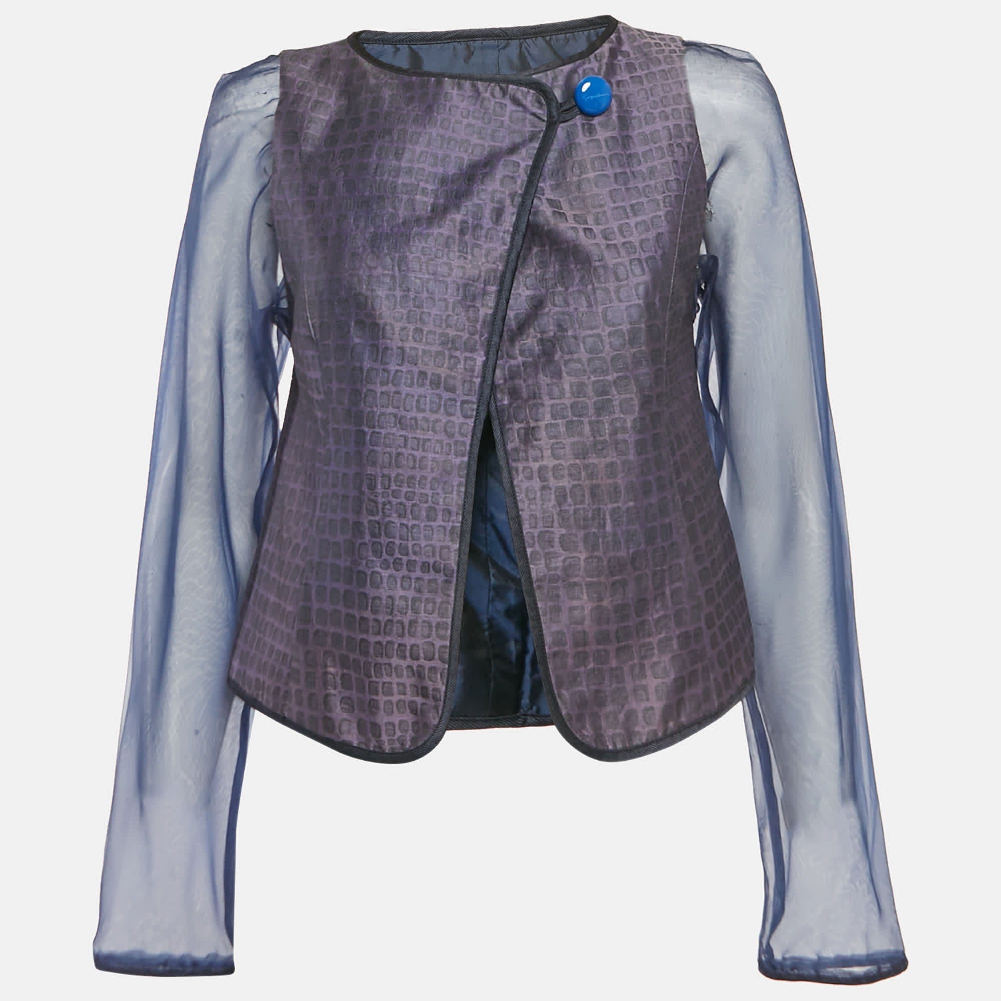 Giorgio Armani Purple/navy Blue Patterned Jacquard Jacket