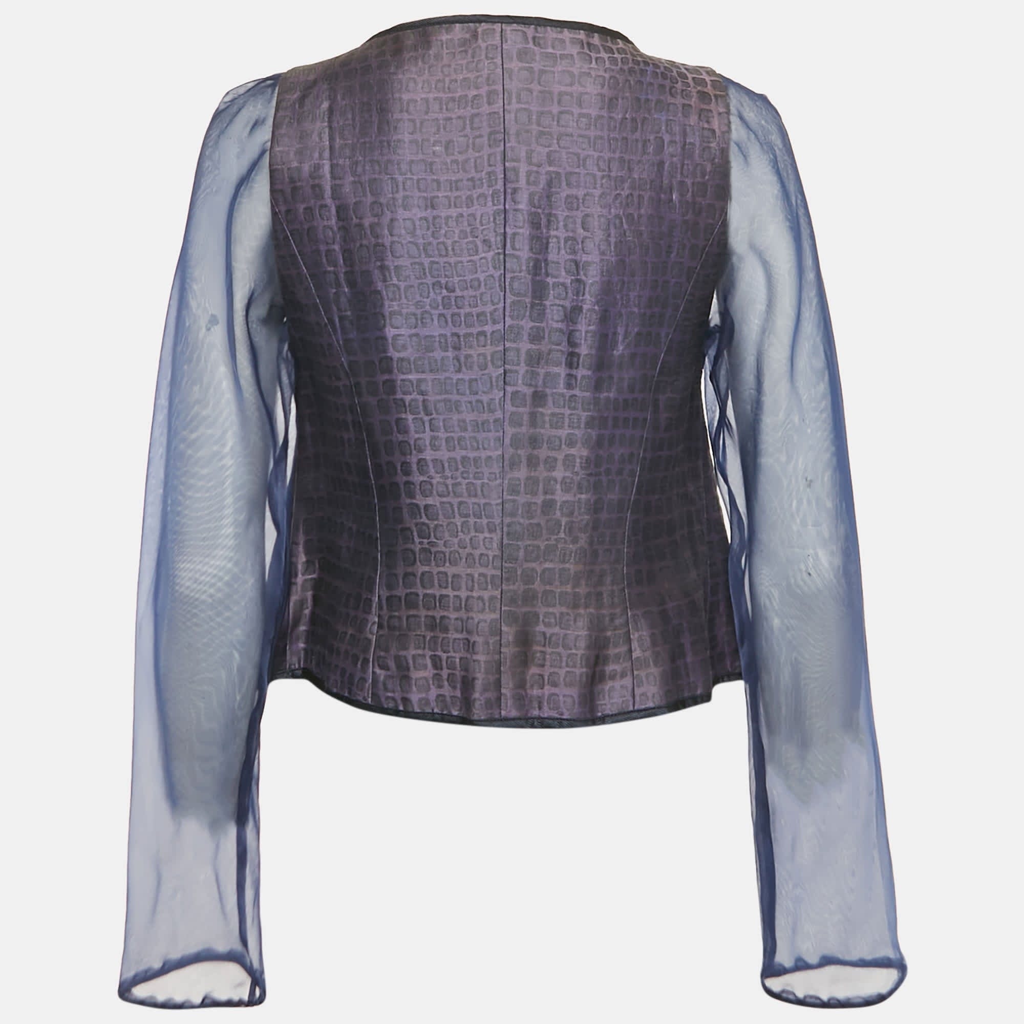 Giorgio Armani Purple/navy Blue Patterned Jacquard Jacket