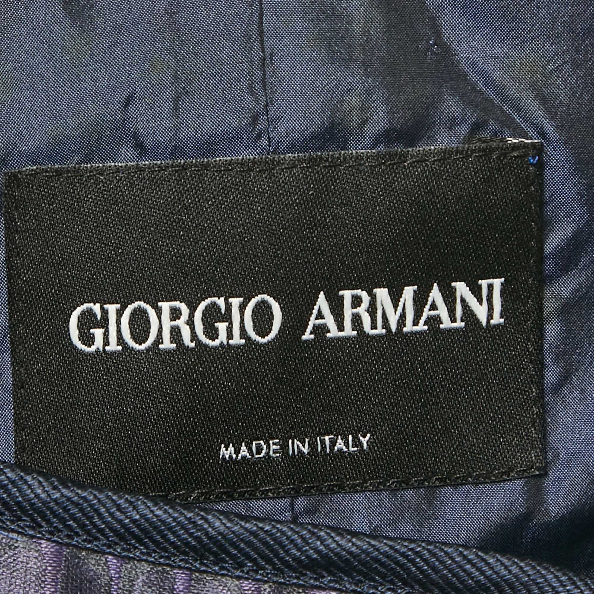 Giorgio Armani Purple/navy Blue Patterned Jacquard Jacket