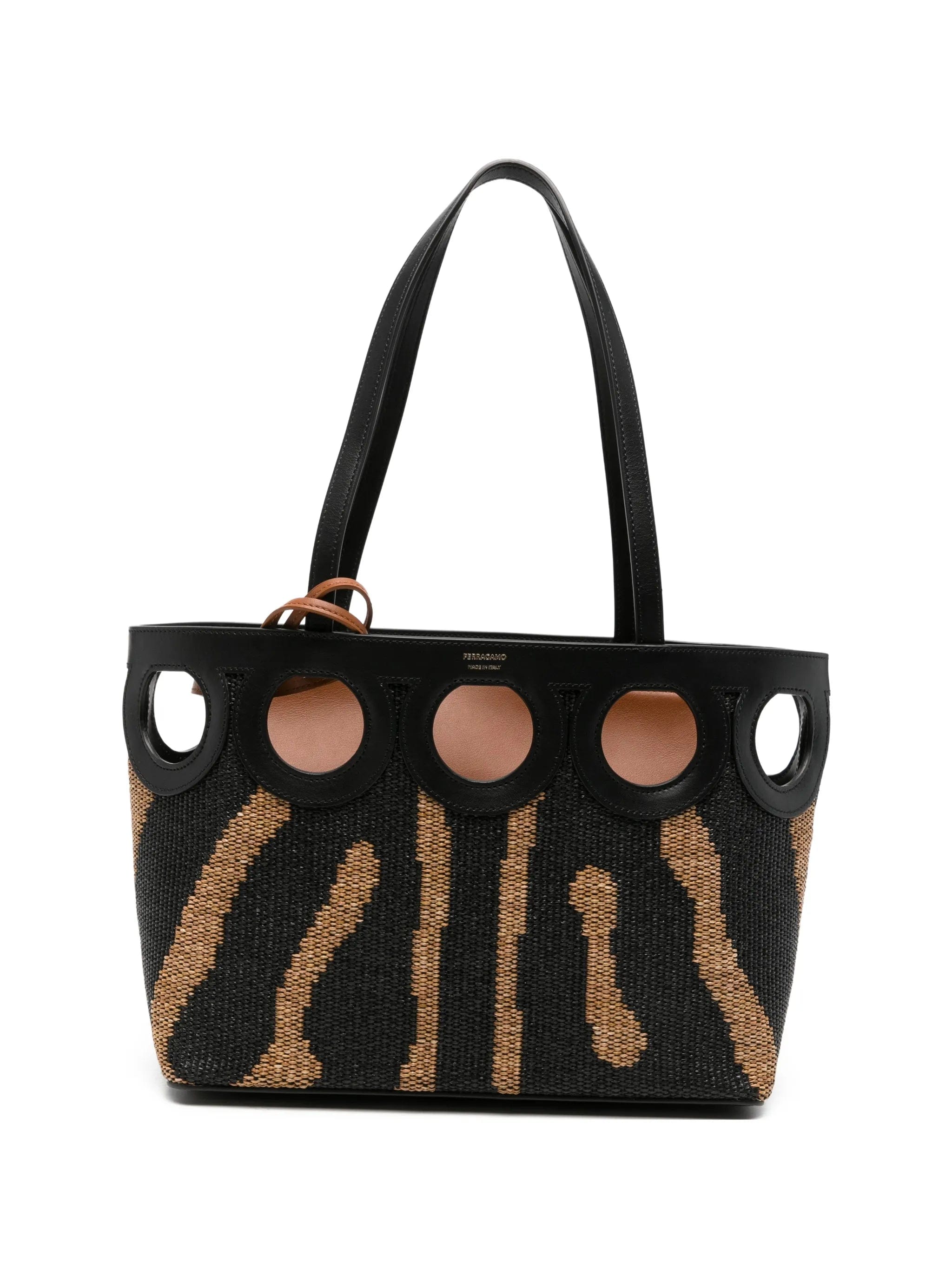 Ferragamo medium Gancini zebra - pattern tote bag