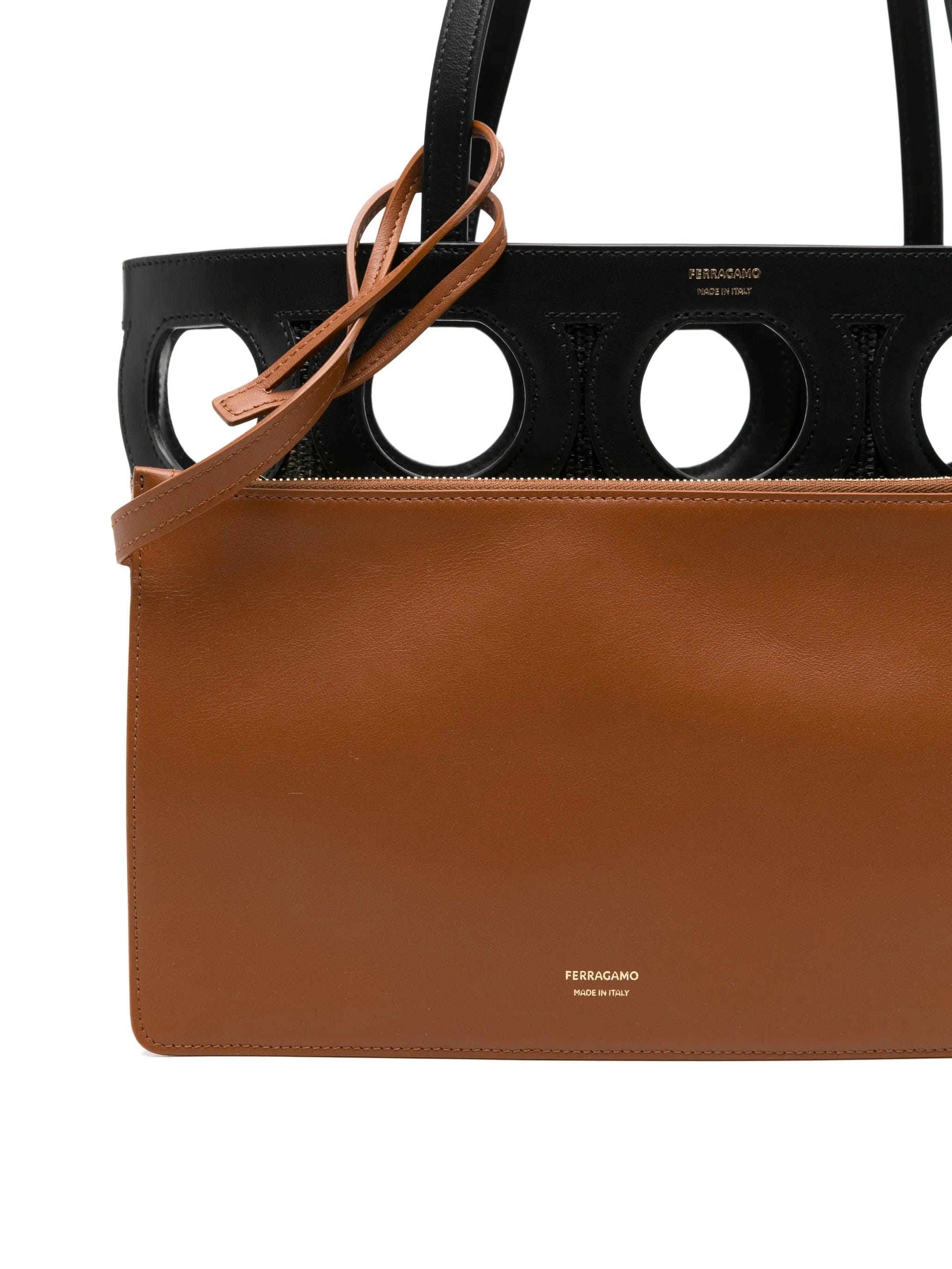 Ferragamo medium Gancini zebra - pattern tote bag