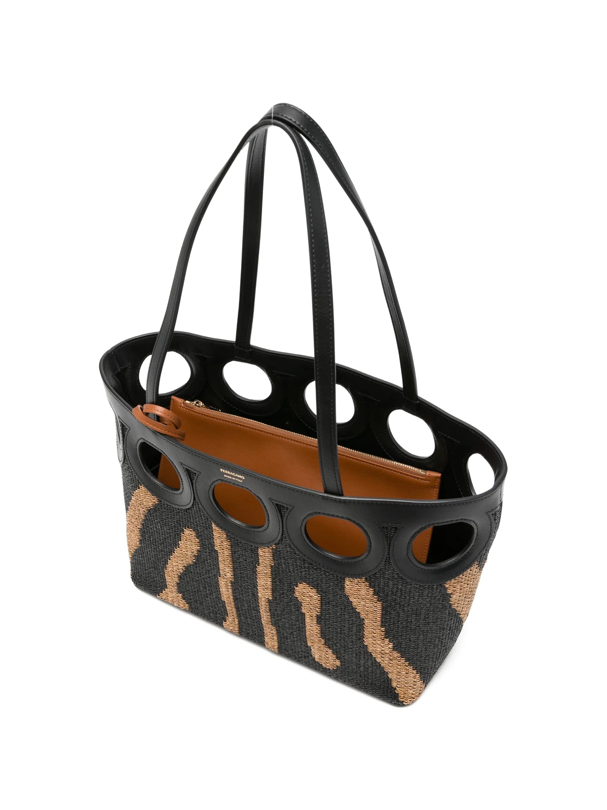 Ferragamo medium Gancini zebra - pattern tote bag