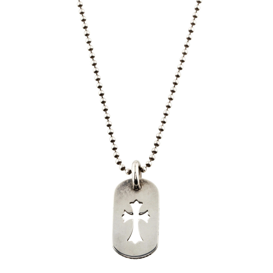 Chrome Hearts Cutout Dog Tag with Cross (With Chain)