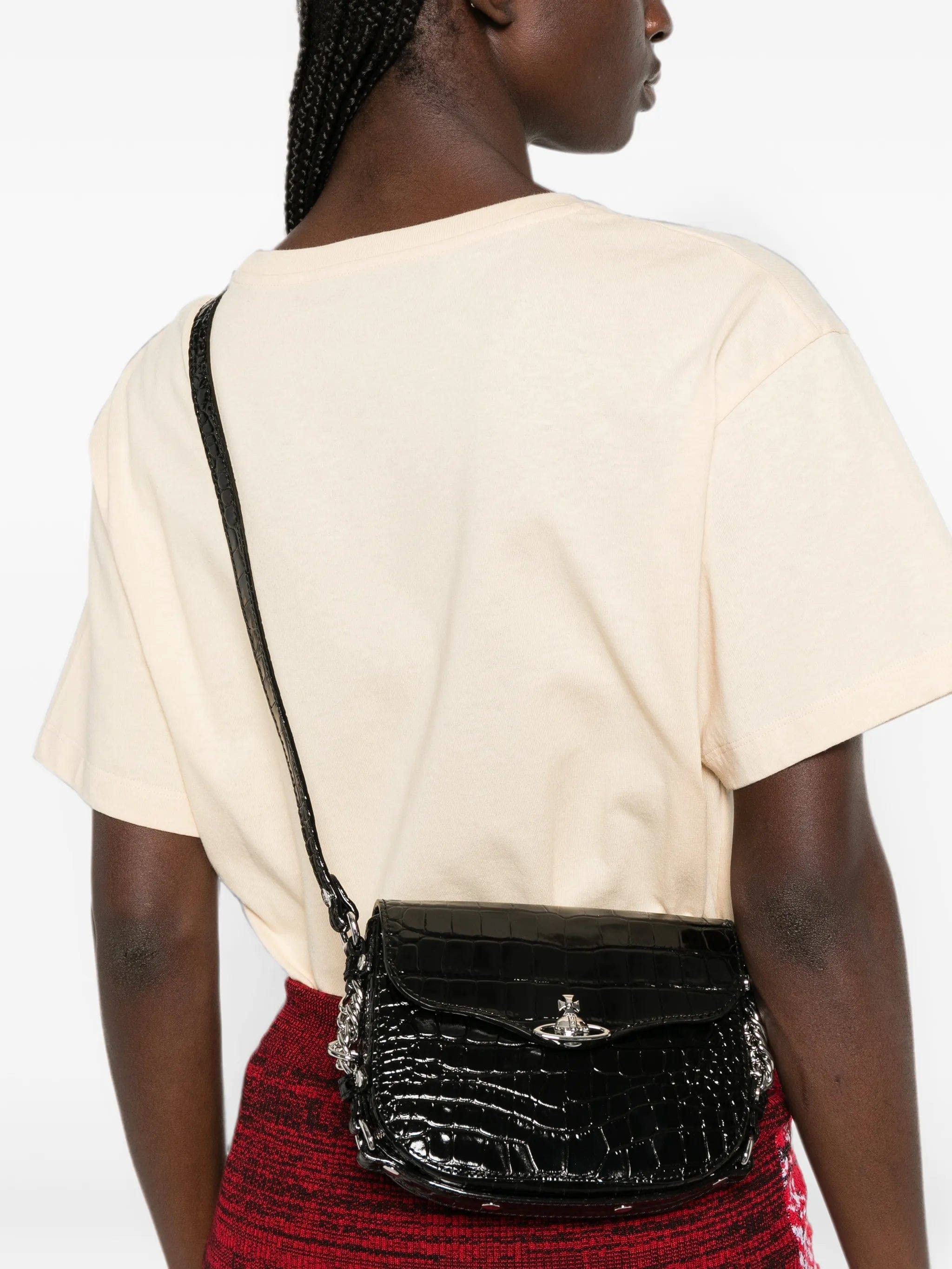 Vivienne Westwood Hunter Flap croc - embossed mini crossbody bag