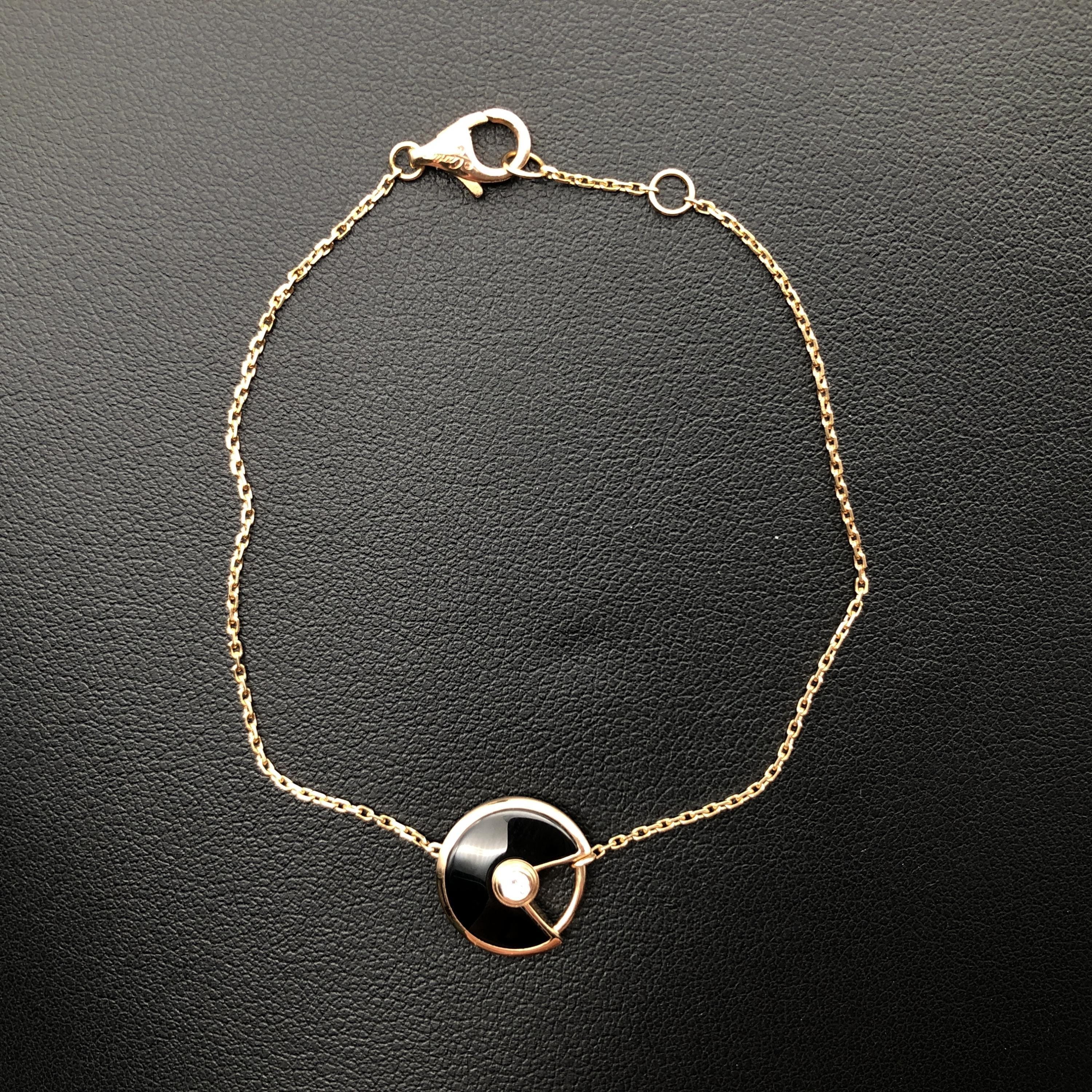 Cartier Amulette de Cartier Extra - Small Onyx 1P Diamond Bracelet, PG750, 2.1 g, 6.2inch C387224
