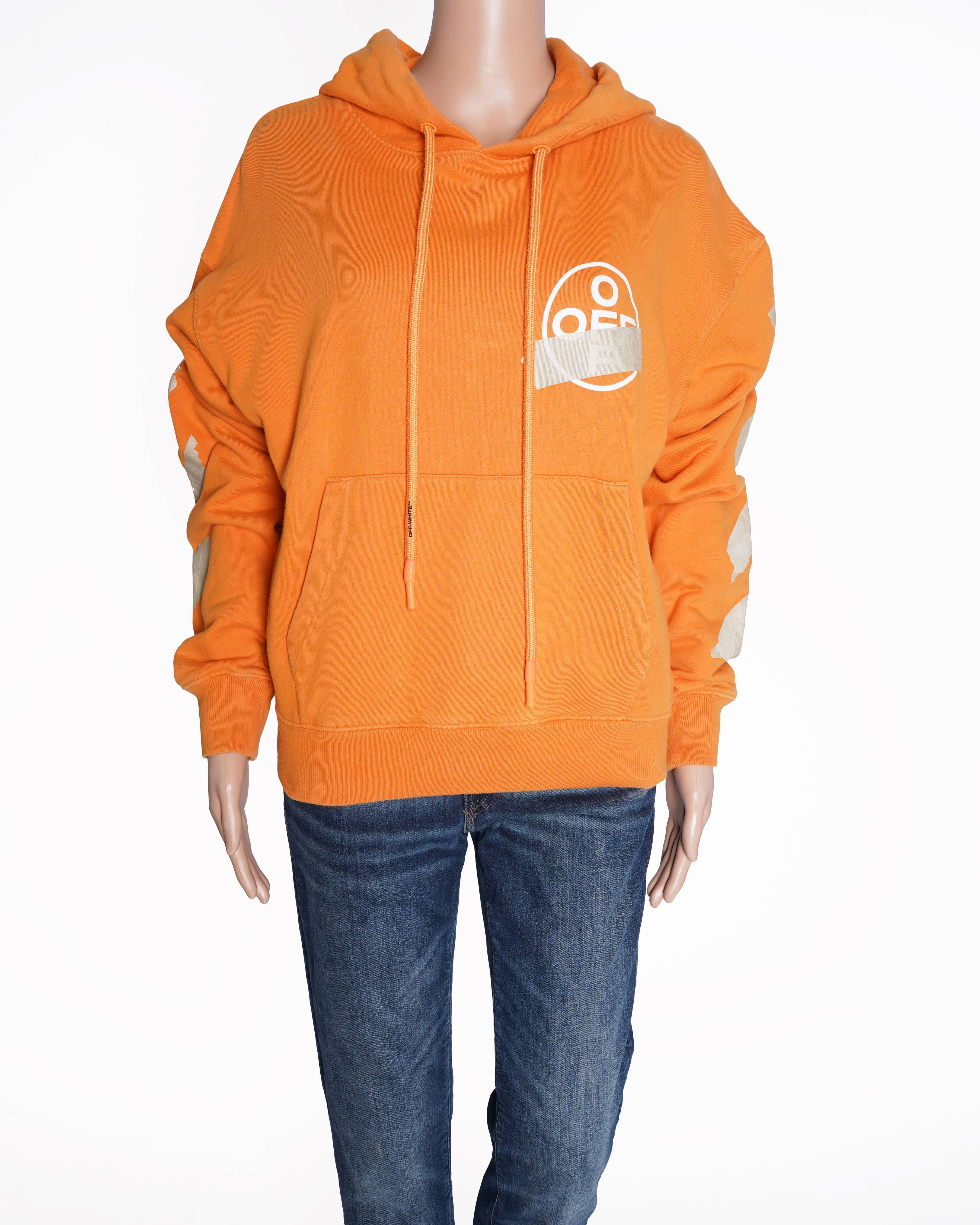 Off - White Orange Logo Diagonal Stripes Graphic hoodie