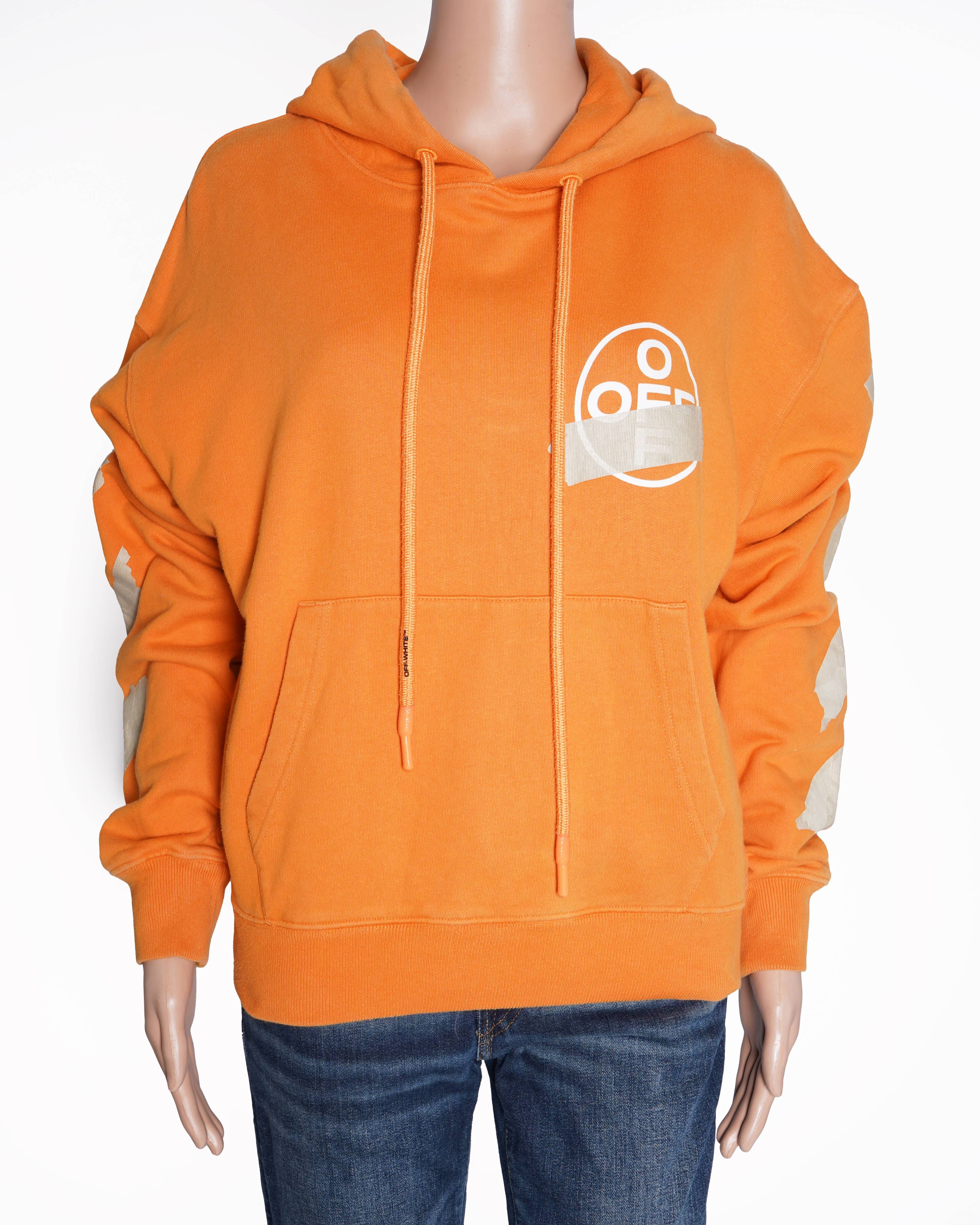 Off - White Orange Logo Diagonal Stripes Graphic hoodie