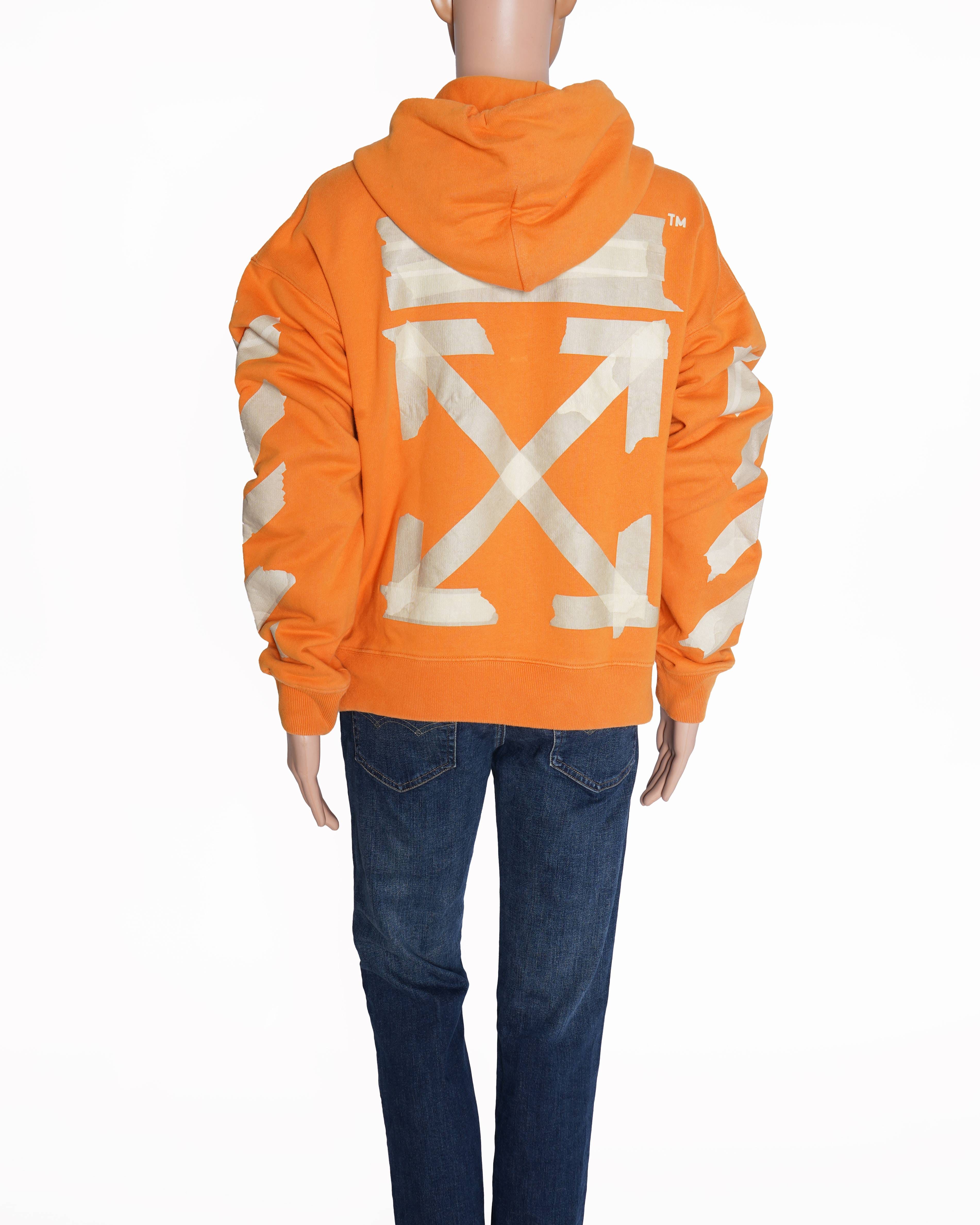 Off - White Orange Logo Diagonal Stripes Graphic hoodie