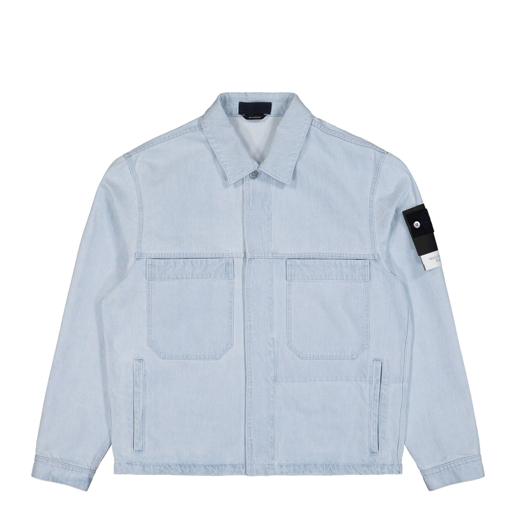 Stone Island Indigo Denim Ultra Bleached Biker Jacket