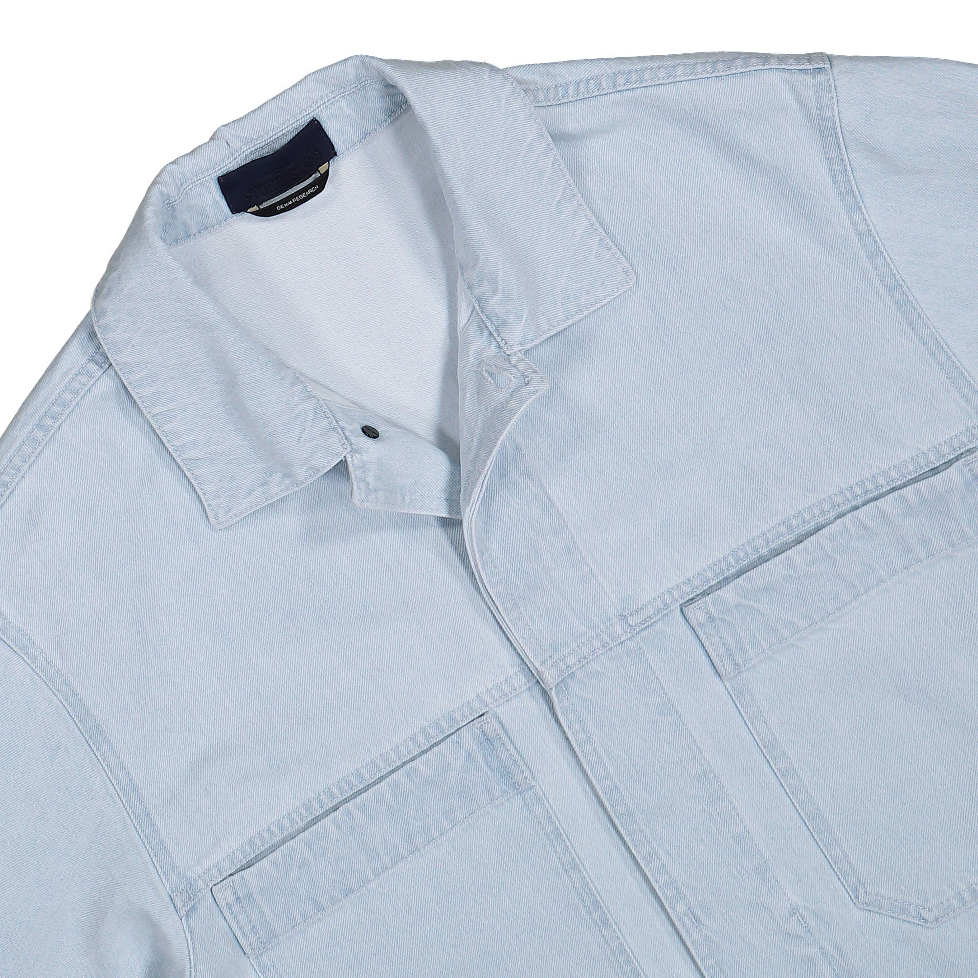 Stone Island Indigo Denim Ultra Bleached Biker Jacket