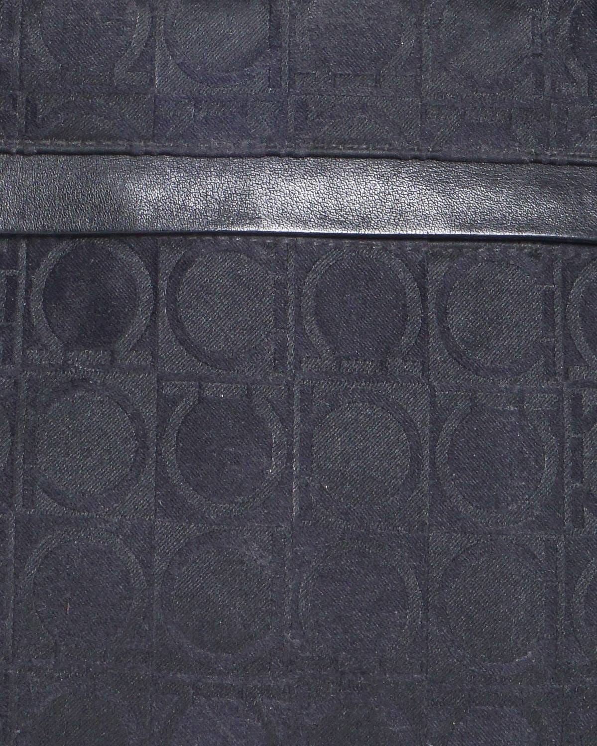 Salvatore Ferragamo Ferragamo Black Gancini Jacquard Canvas Tote Bag