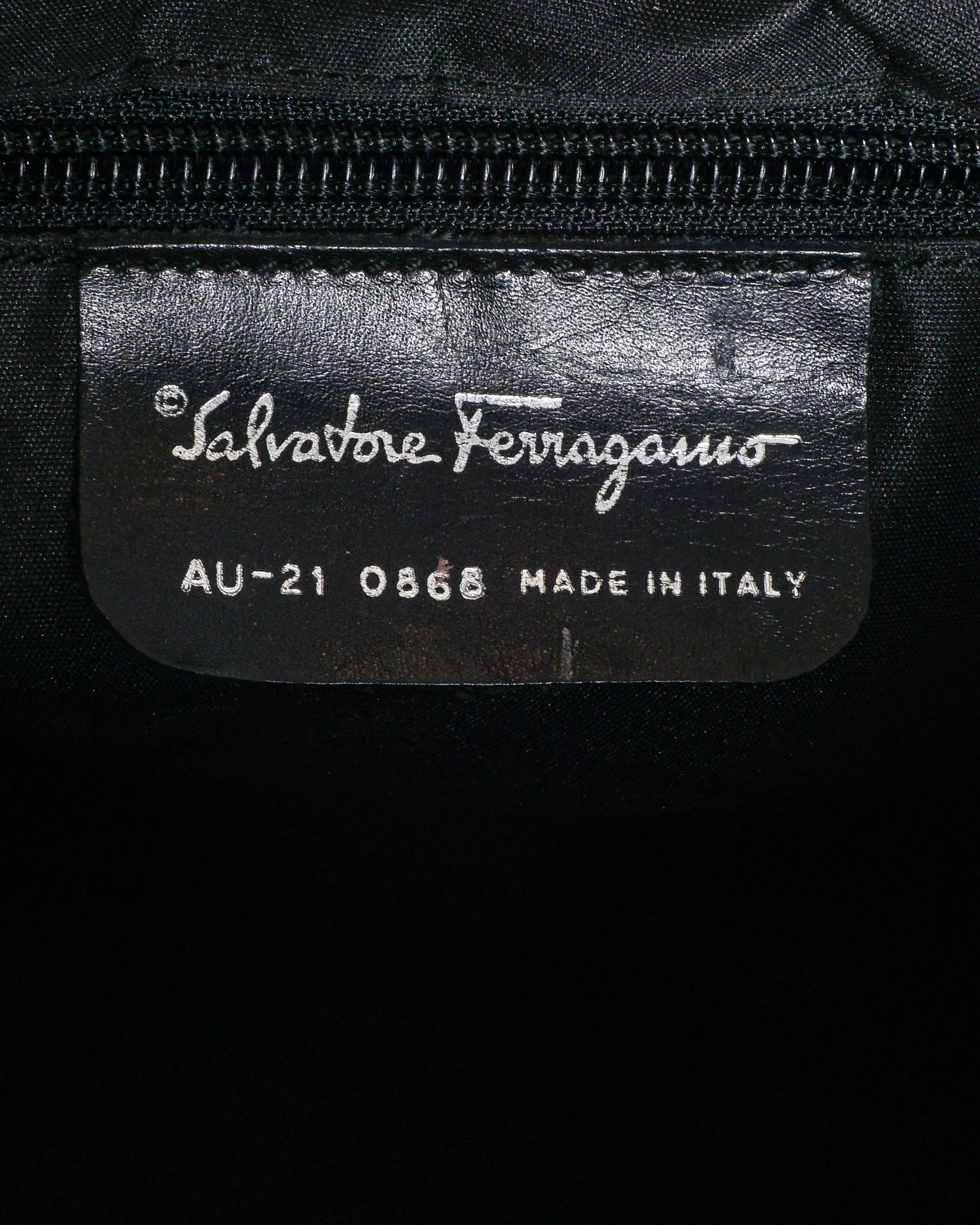 Salvatore Ferragamo Ferragamo Black Gancini Jacquard Canvas Tote Bag