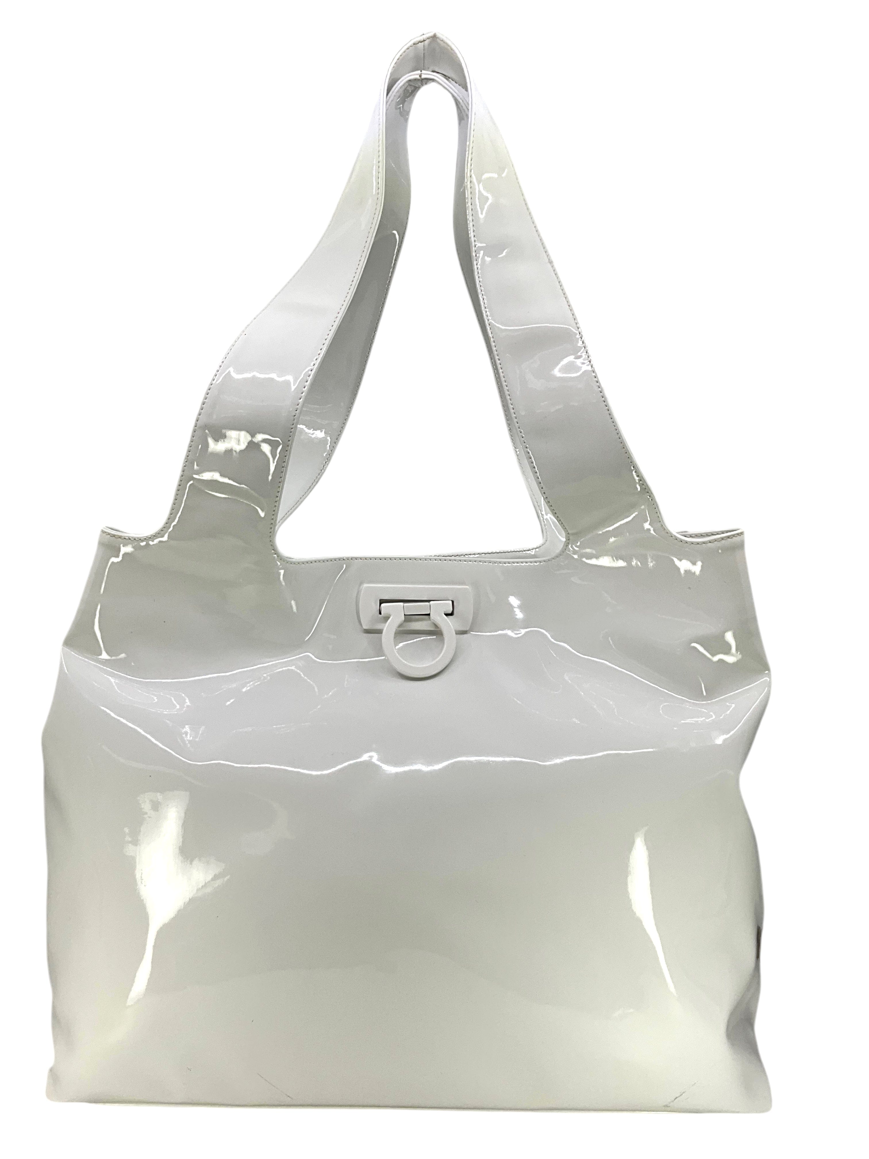 Salvatore Ferragamo Patent Leather Large Gancini Tote