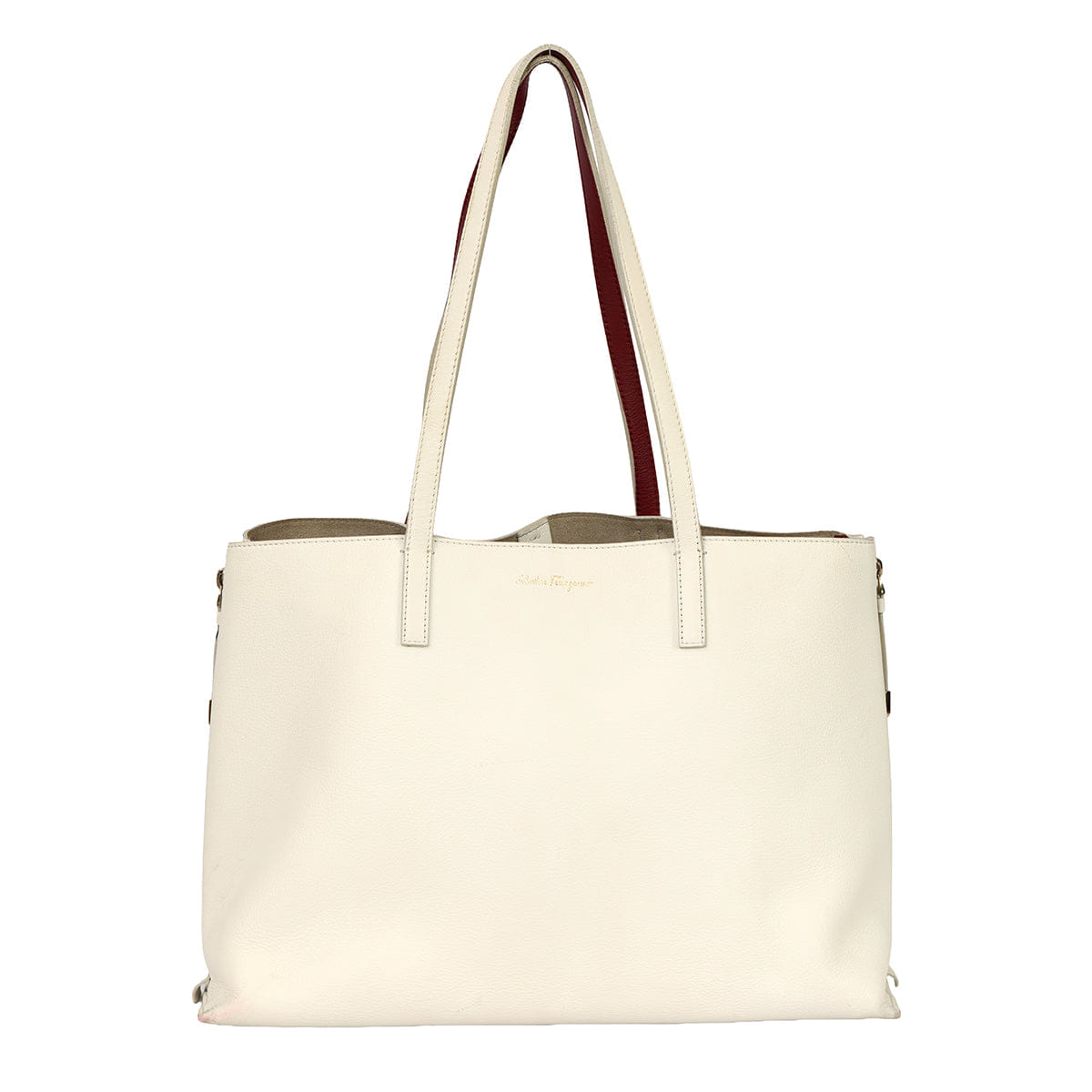 SALVATORE FERRAGAMO JET SET LARGE WHITE TOTE BAG