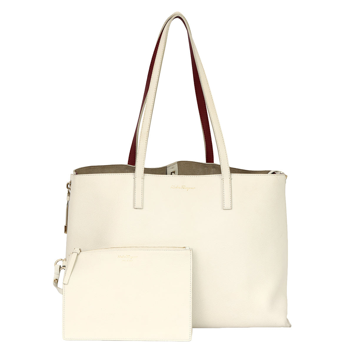 SALVATORE FERRAGAMO JET SET LARGE WHITE TOTE BAG