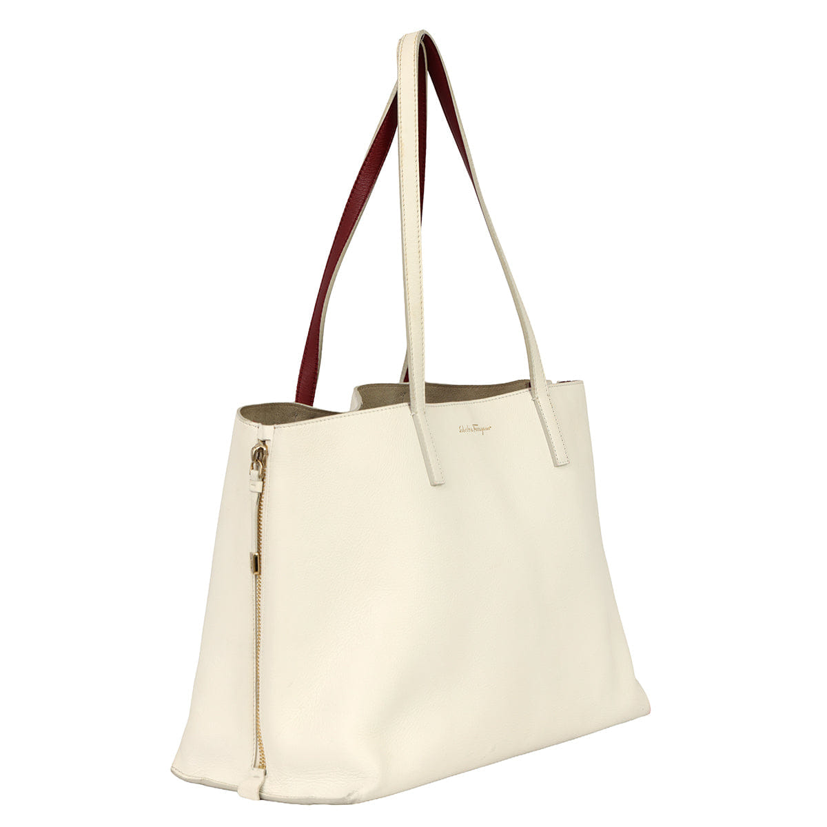 SALVATORE FERRAGAMO JET SET LARGE WHITE TOTE BAG